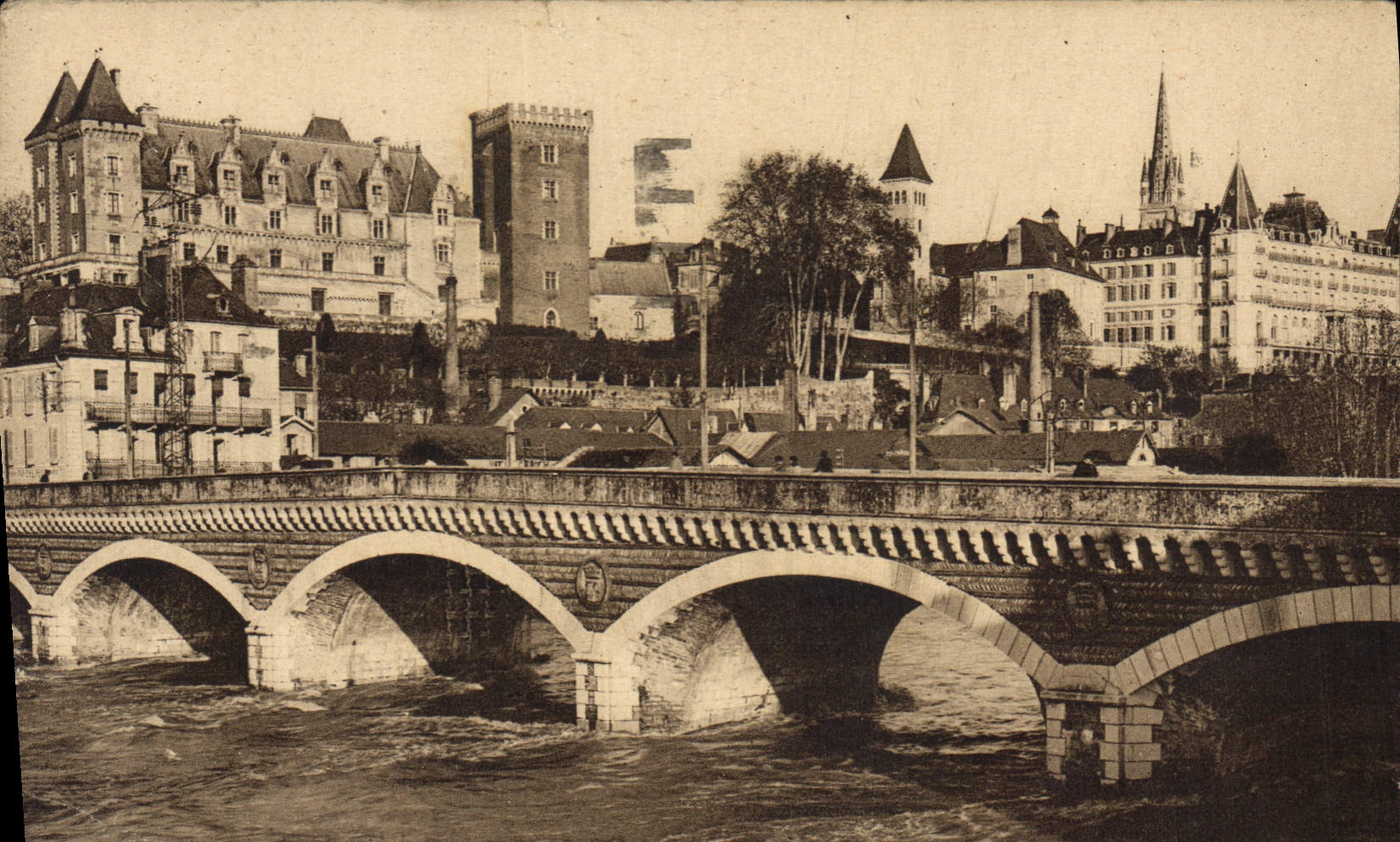 CPA Pau le Pont sur le Gave et Chateau Henri IV 
