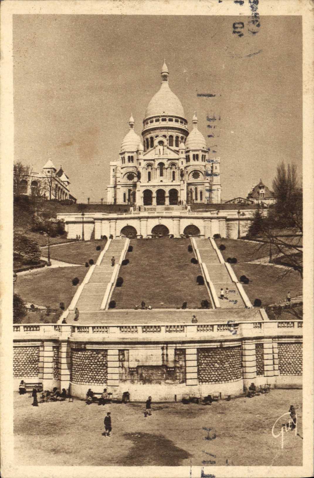 CPA Paris et ses Merveilles La Basilique de Sacre Coeur de Montmartre et les Jardins