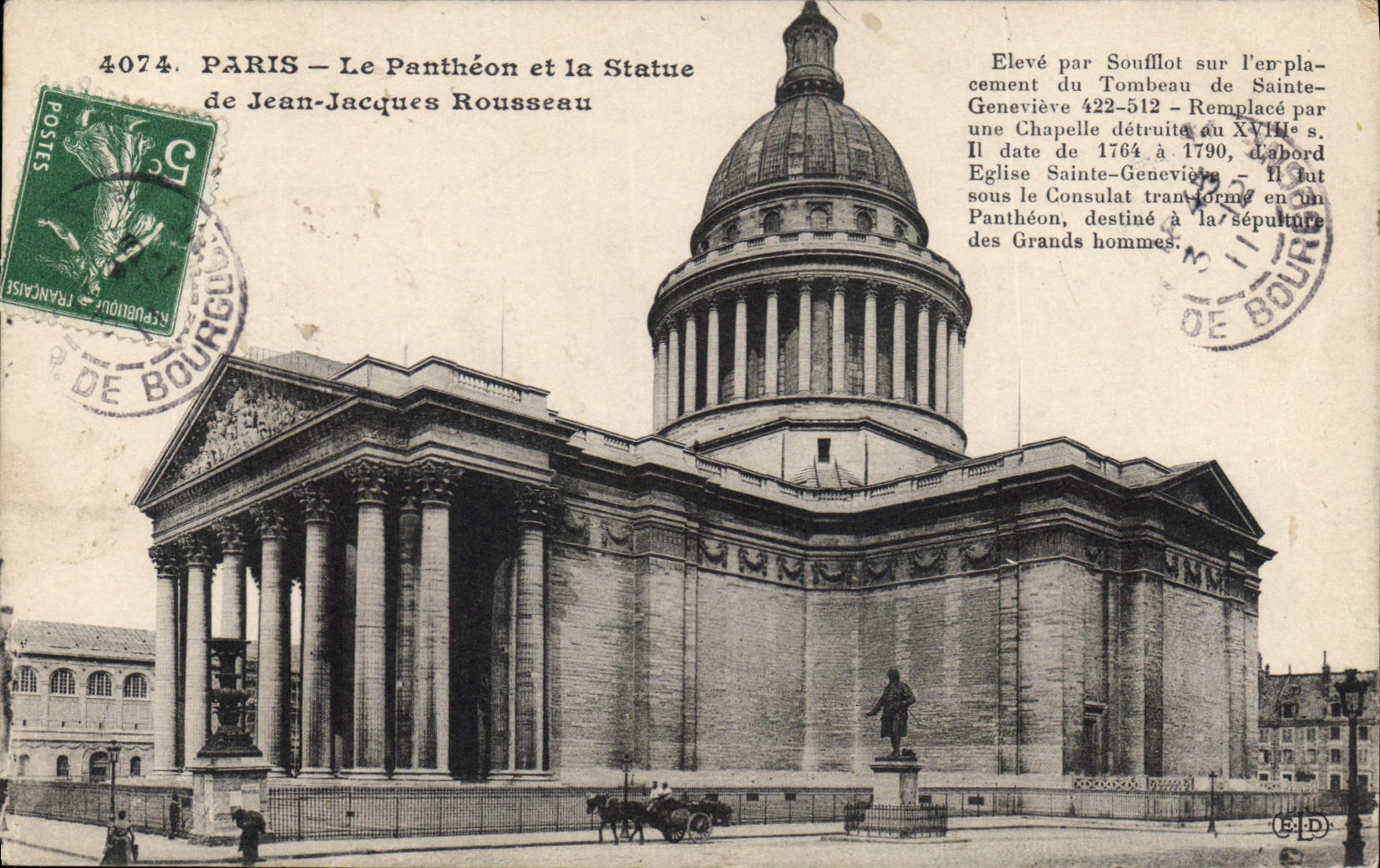 CPA Paris Le Pantheon et la Statue de Jean Jacques Rousseau