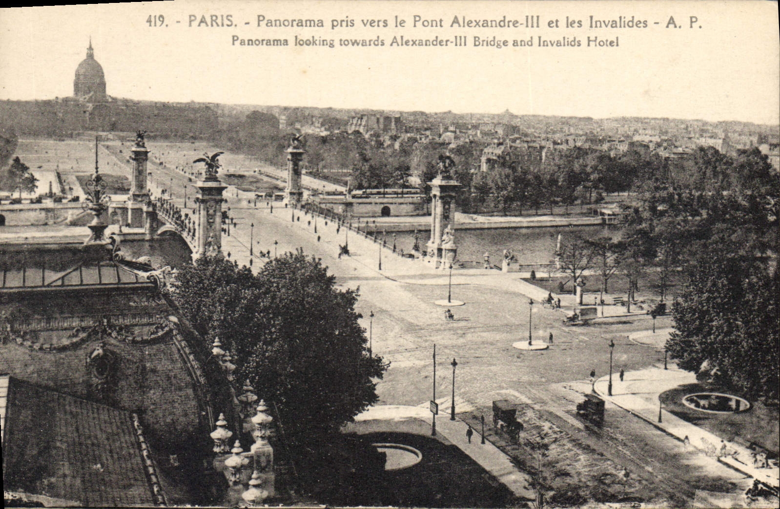CPA Paris Panorama pris vers le Pont Alexandre III et les Invalides