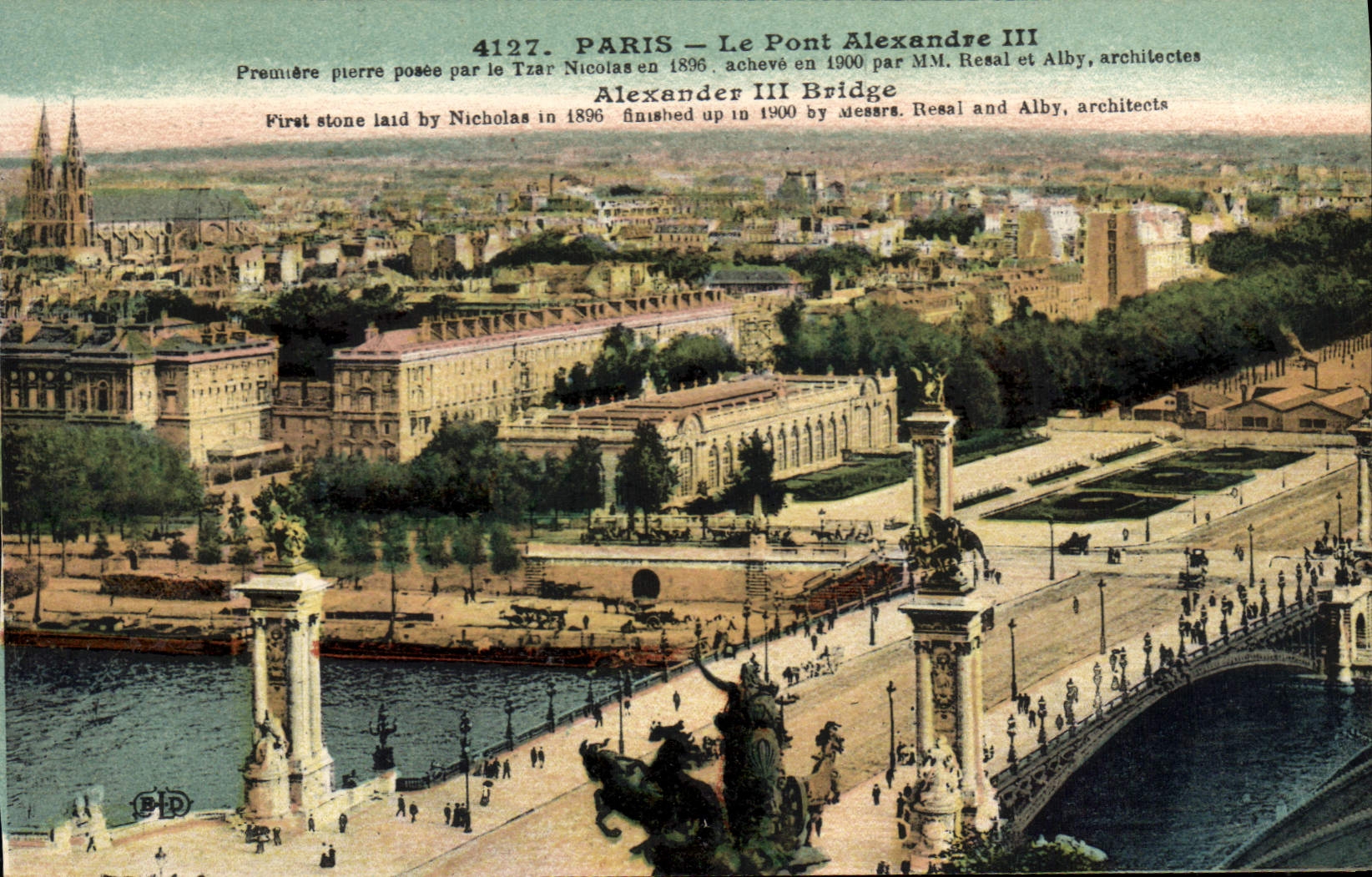 CPA Paris Le Pont Alexandre III Premiere pierre posee par ble Tzar Nicolas en 1896