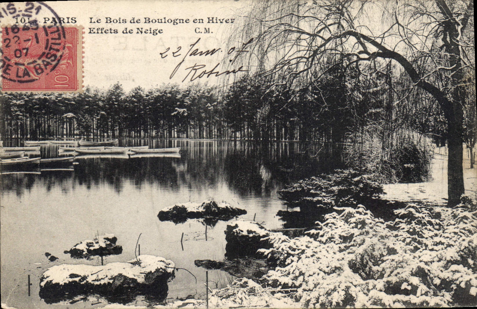 CPA Paris Le Bois de Boulogne en Hiver Effets de Neige