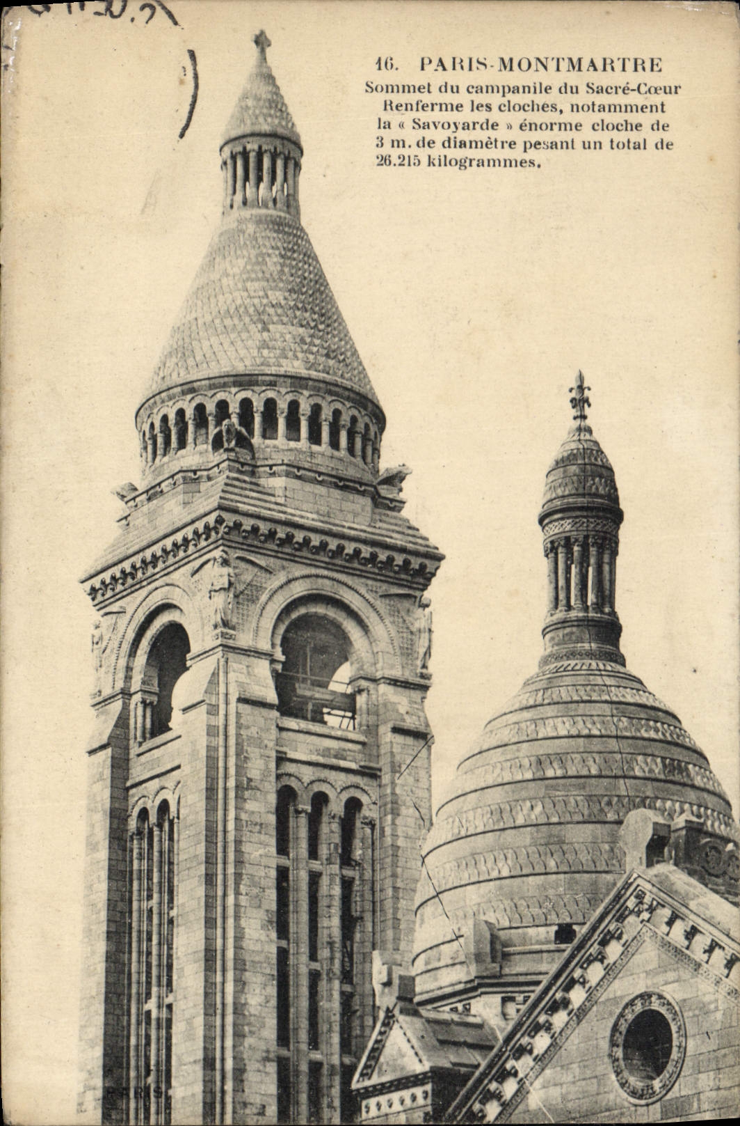 CPA Paris Montmartre Sommet du campanile du Sacre Coeur Renferme les cloches