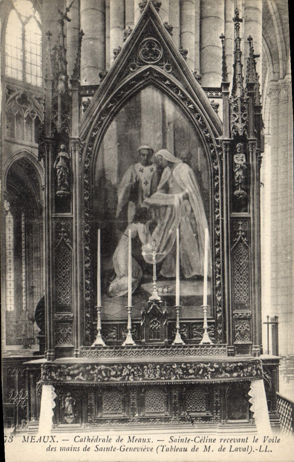 CPA Meaux Cathedrale de Meaux Sainte Celine recevant le Voile des mains de Sainte Genevieve (Tableau