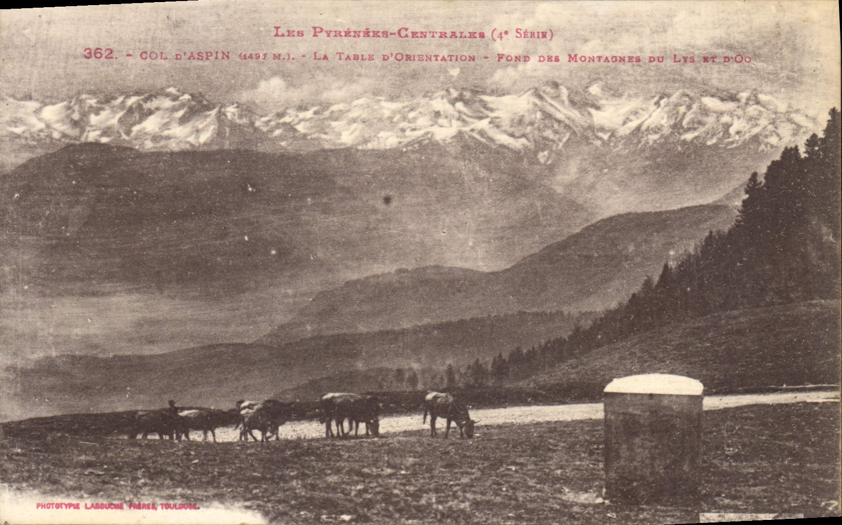 CPA Les Pyrenees Centrales Col d'Aspin la Table d'Orientation Fond des Montagnes du Lys et d'Or