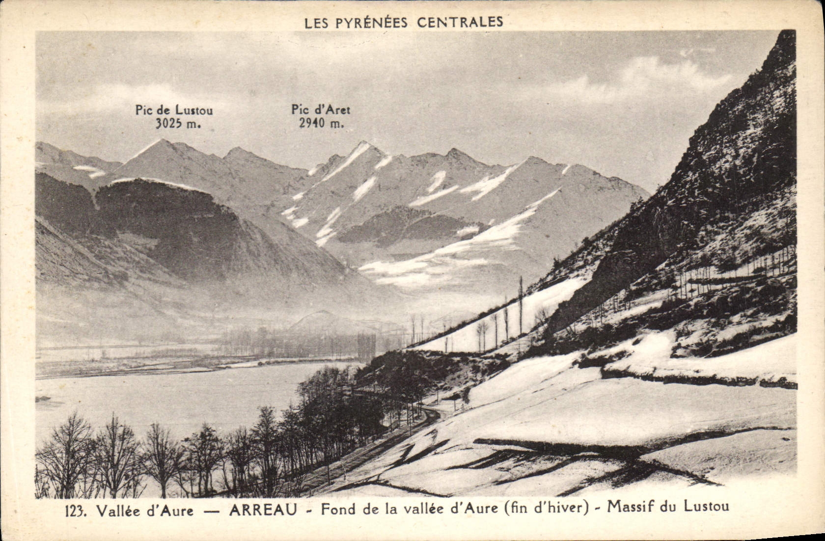 CPA Les Pyrenees Centrales Vallee d'Aure Arreau Fond de la Vallee d'Aure (fin d'Hiver) Massif du Lus