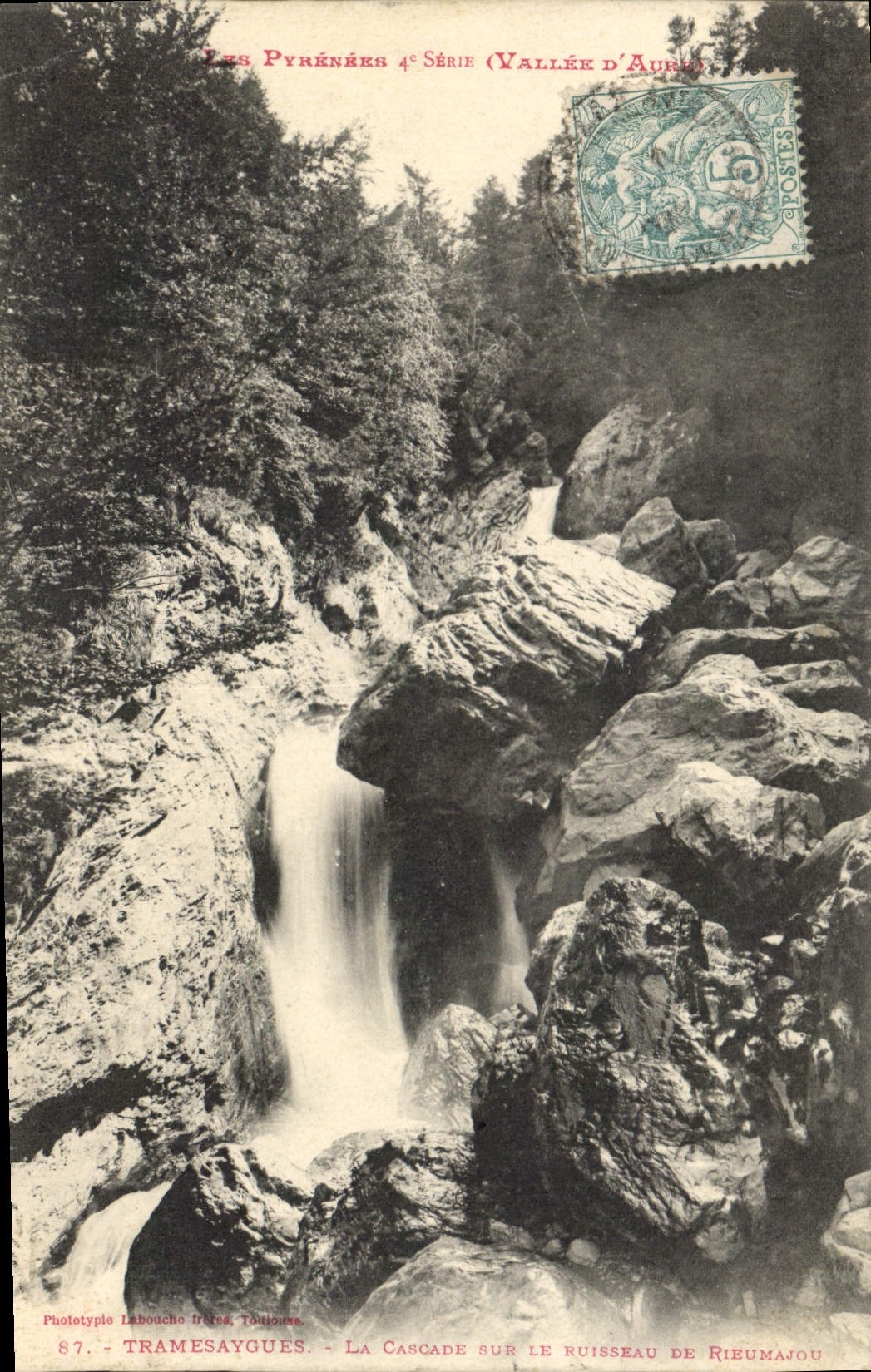 CPA Pyrenees 4e seire (Vallee d'Aure) Tramesaygues la Cascade sur le Ruisseau de Rieumajou