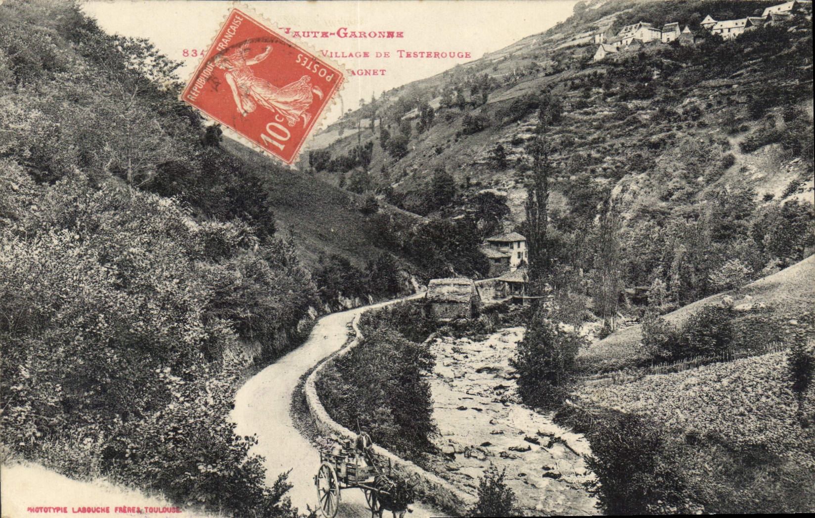 CPA Haute Garonne Voiture a ane Testerouge