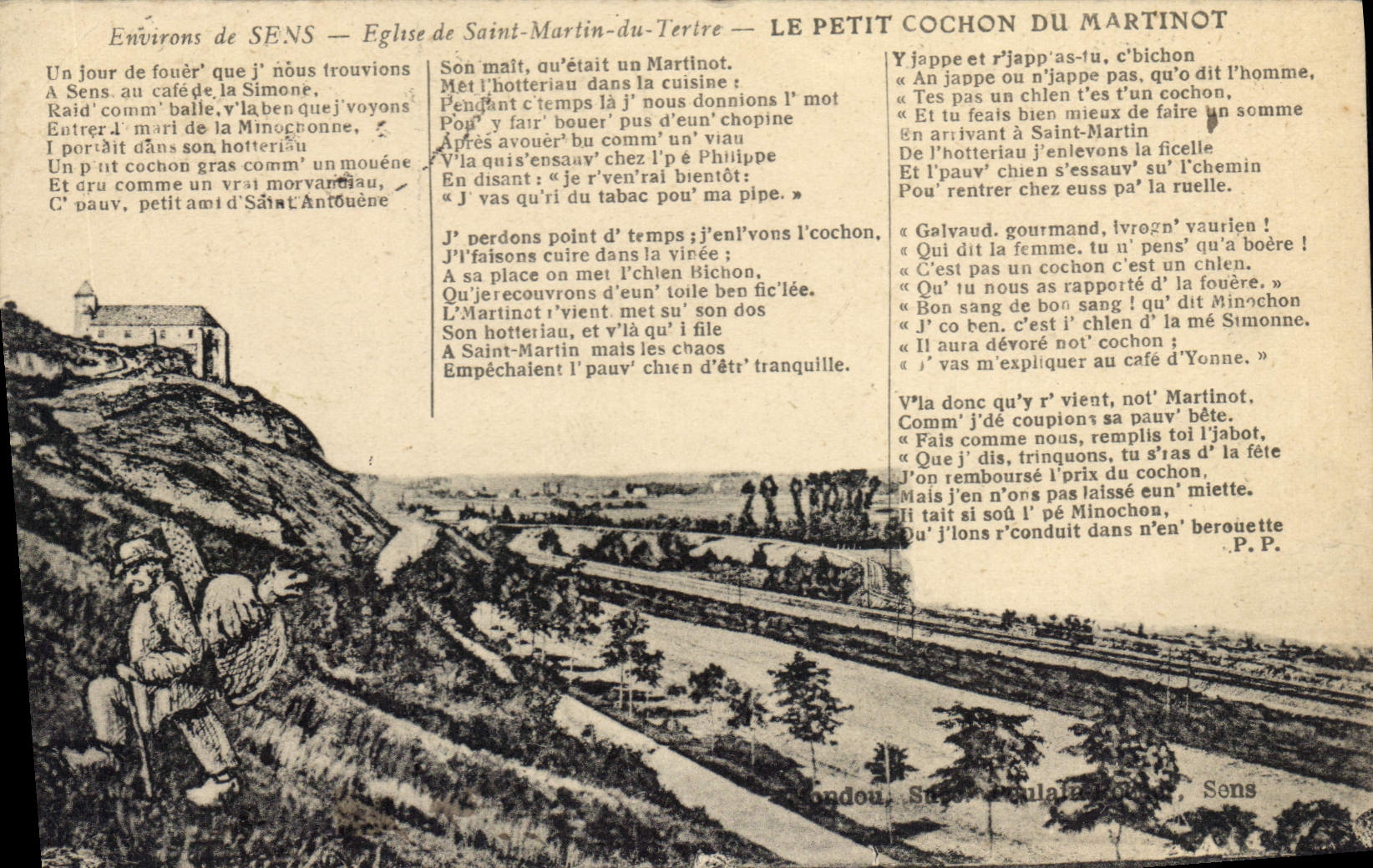 CPA Environ de Sens Eglise de Saint Martin du Tertre Le petit cochon du Martinot