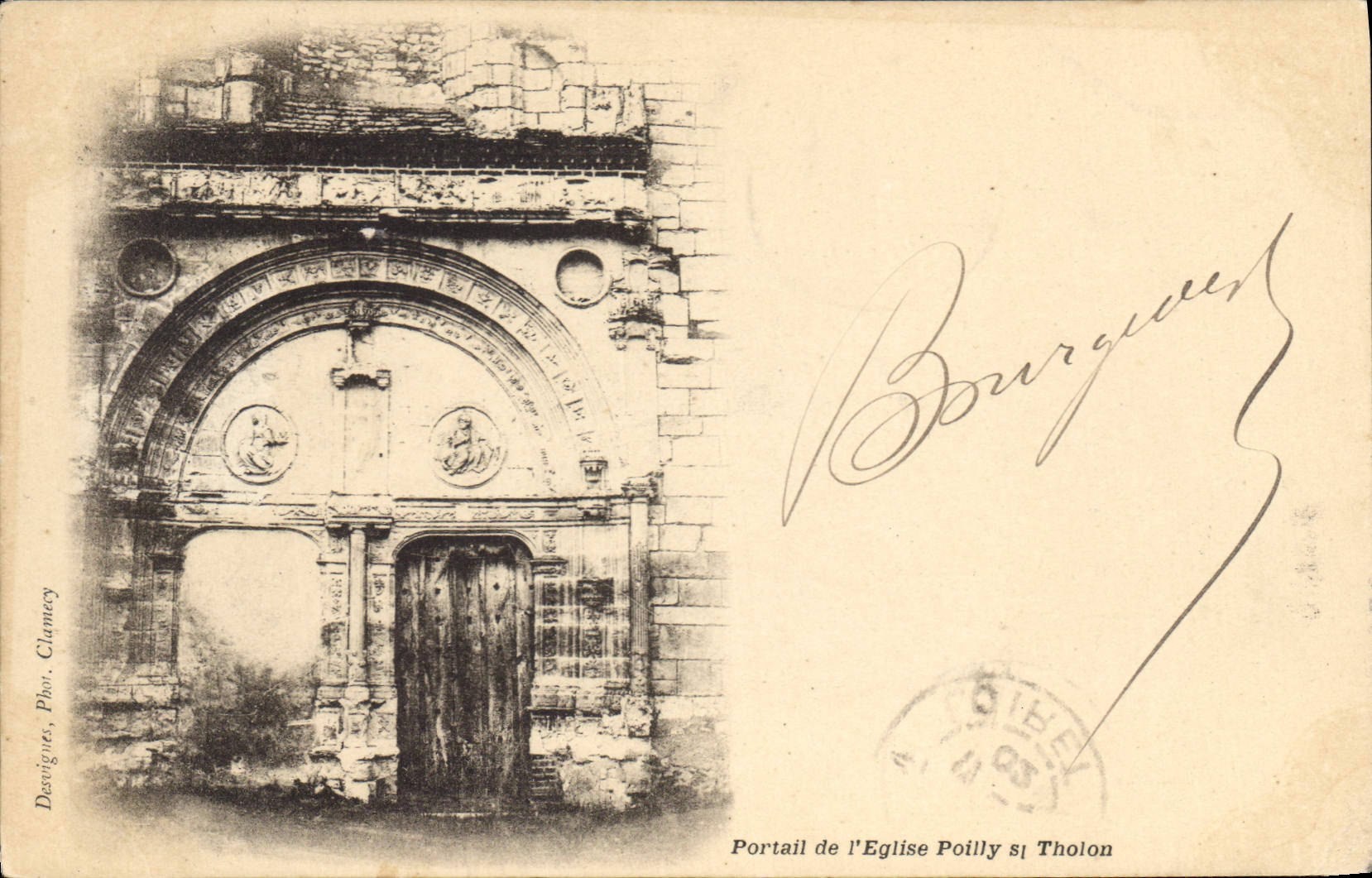 CPA Portail de l'Eglise Poilly Tholon