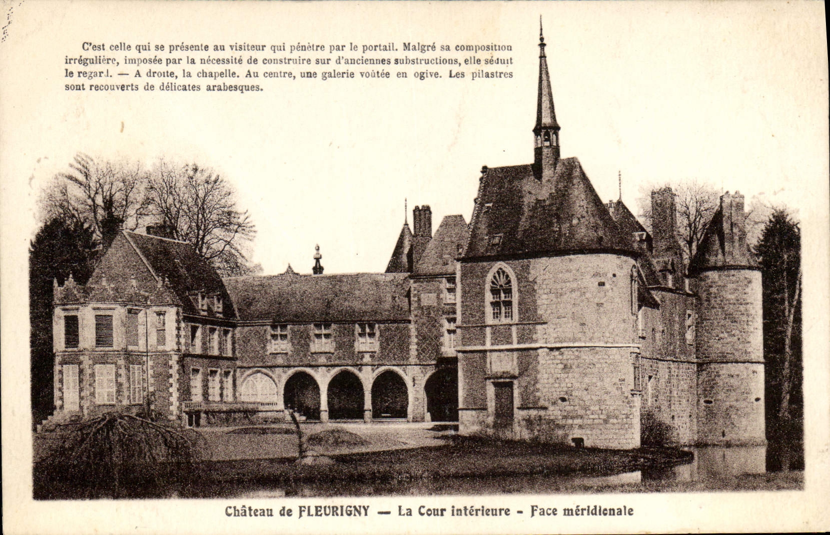 CPA Chateau de Fleurigny La Cour Interieure Face meridienale 