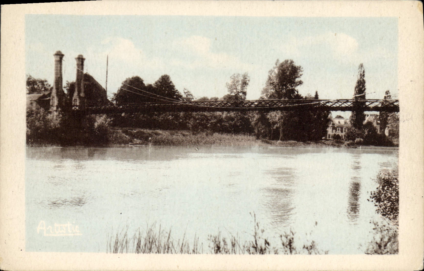CPA Cezy Yonne Le pont suspendu 