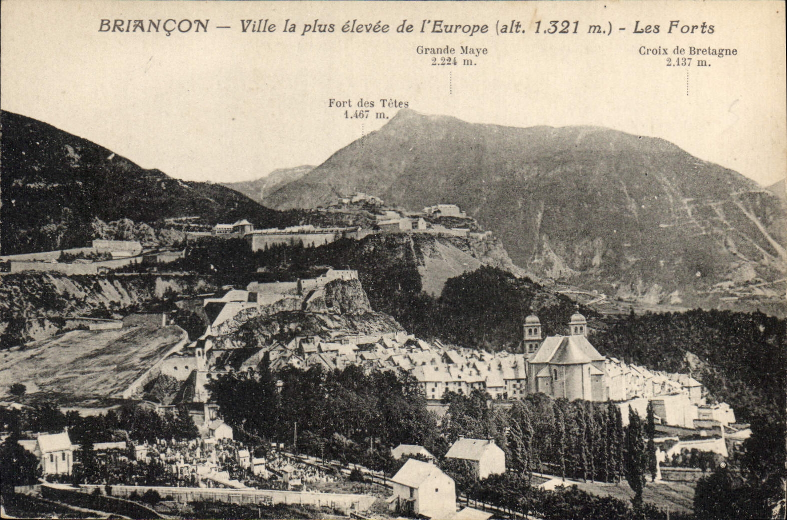 CPA Briancon Ville la plus elevee de l'Europe Les Forts 