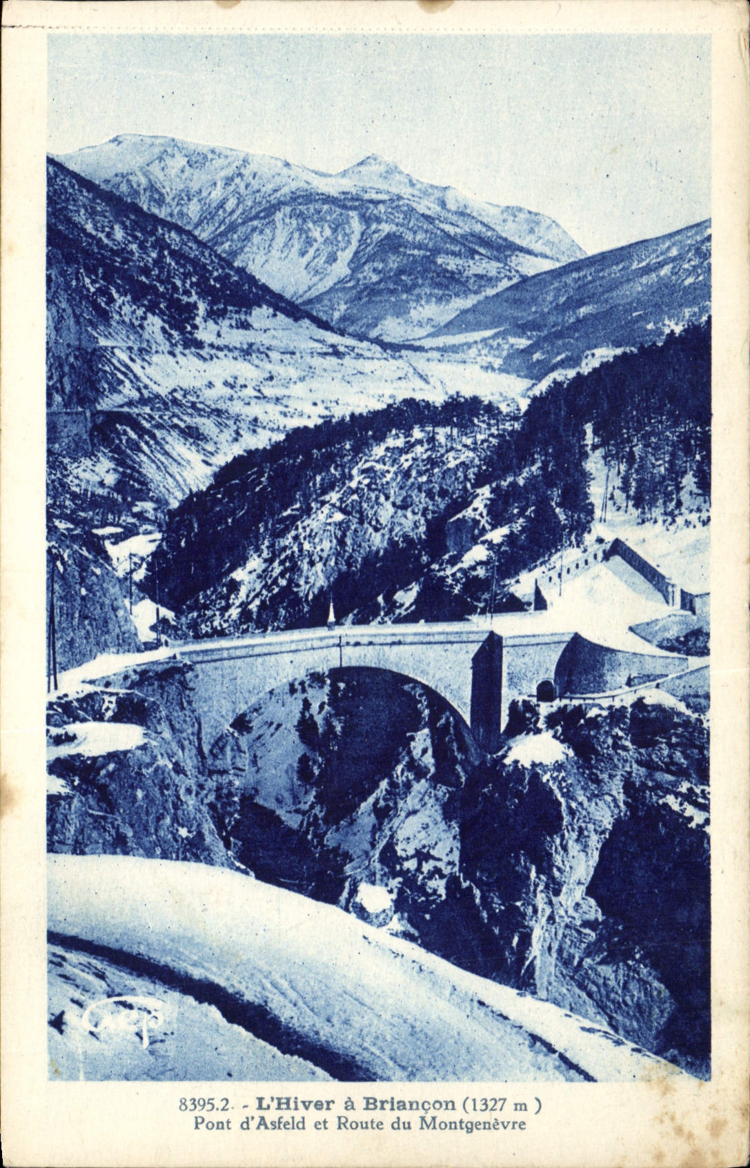 CPA L'Hiver a Briancon Pont d'Asfeld et Route du Montgenevre 