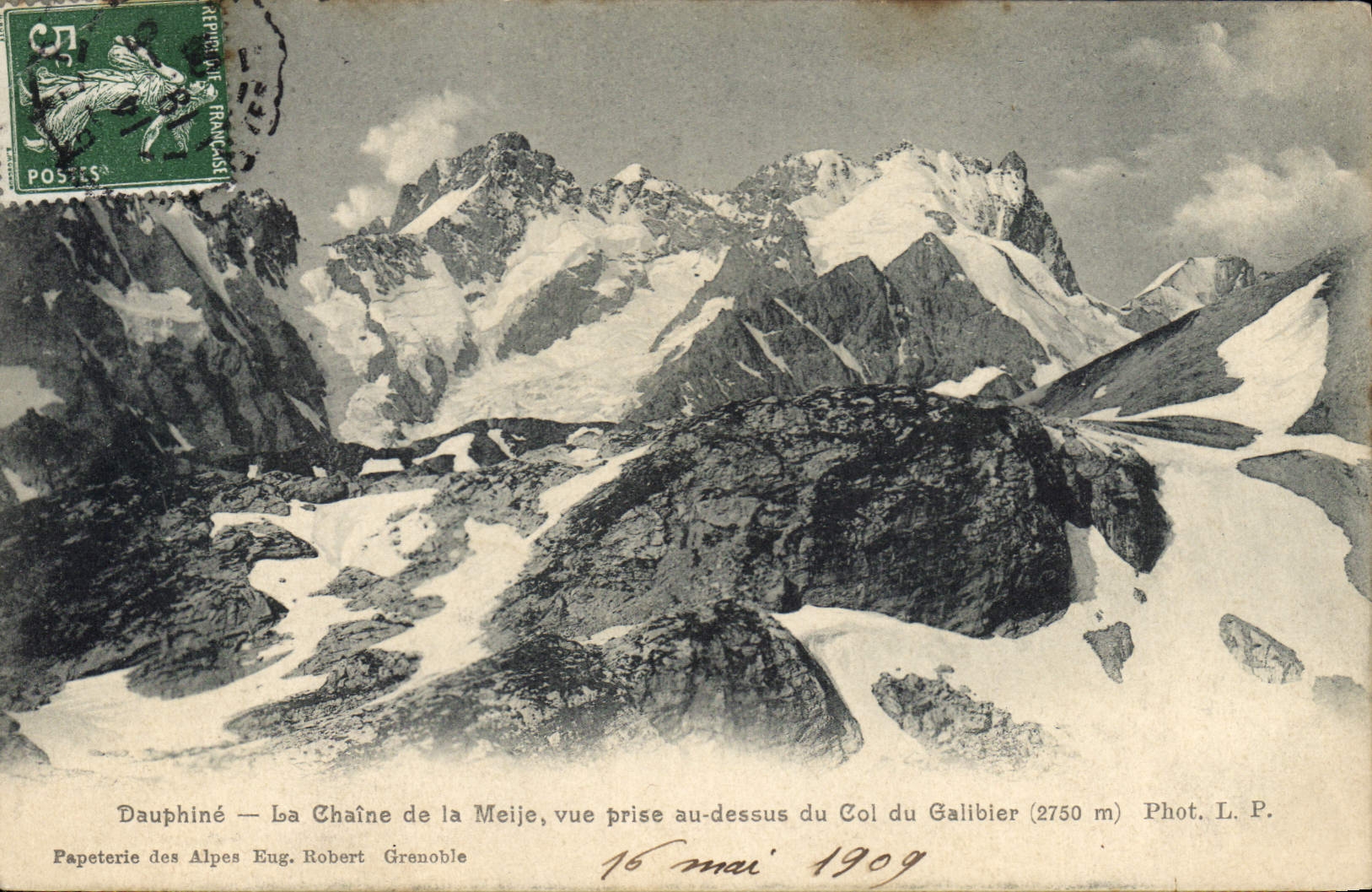 CPA Dauphine La Chaine de la Meije vue prise au dessus du Col du Galibier