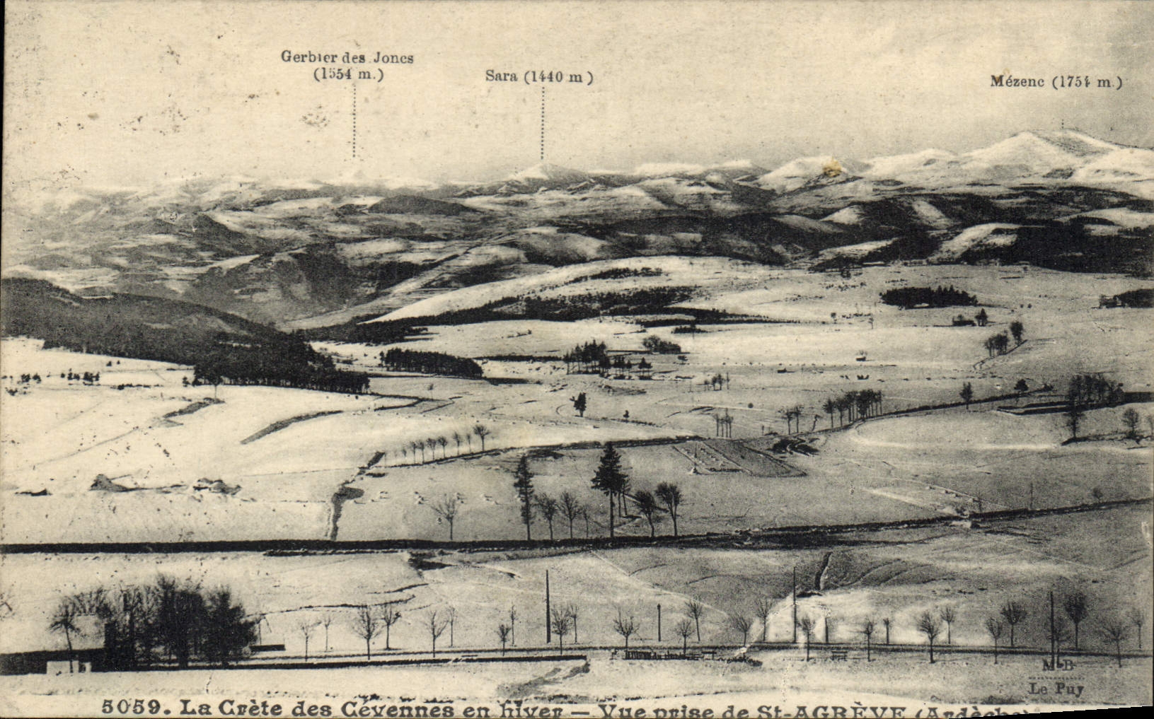 CPA La Crete des Cevennes en filver Vue prise de St Agreve 