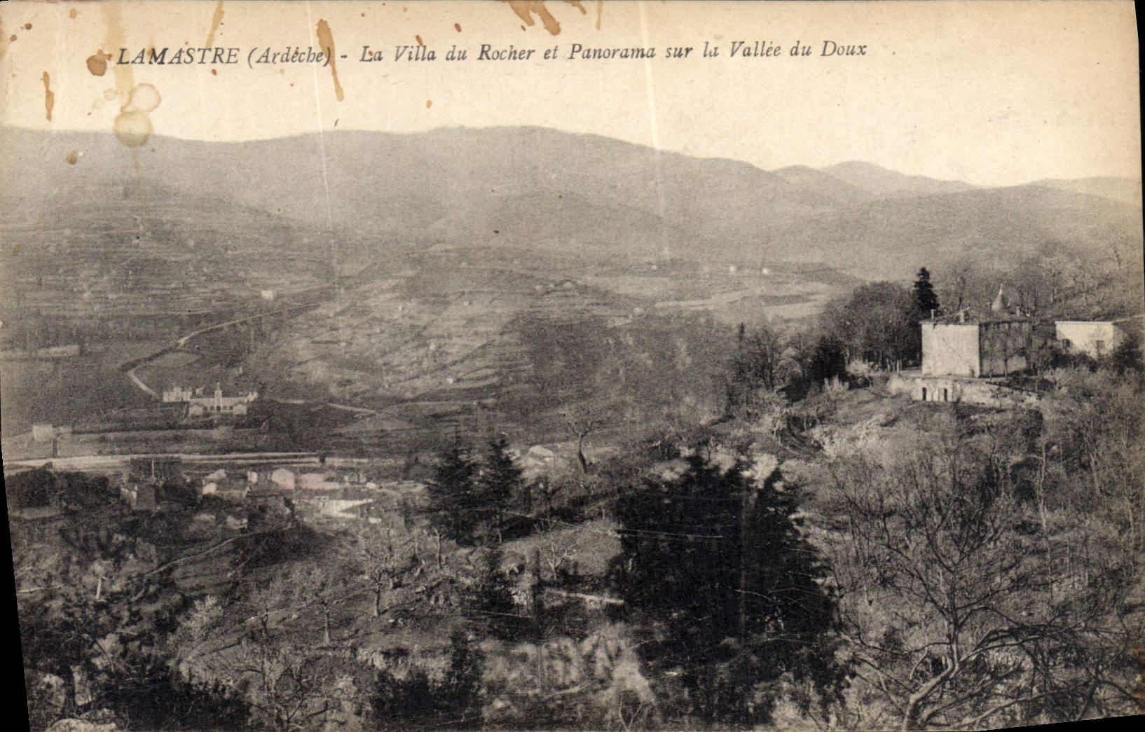 CPA Lamastre Ardeche La Villa du Rocher et Panorama sur la Vallee du Doux