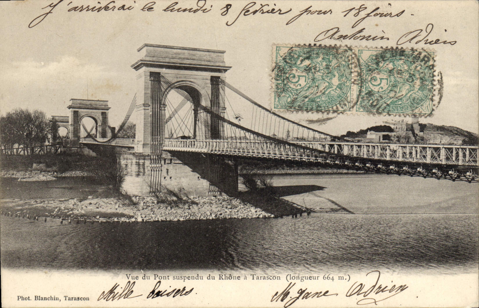 CPA Vue du Pont suspendu du Rhone a Tarascon
