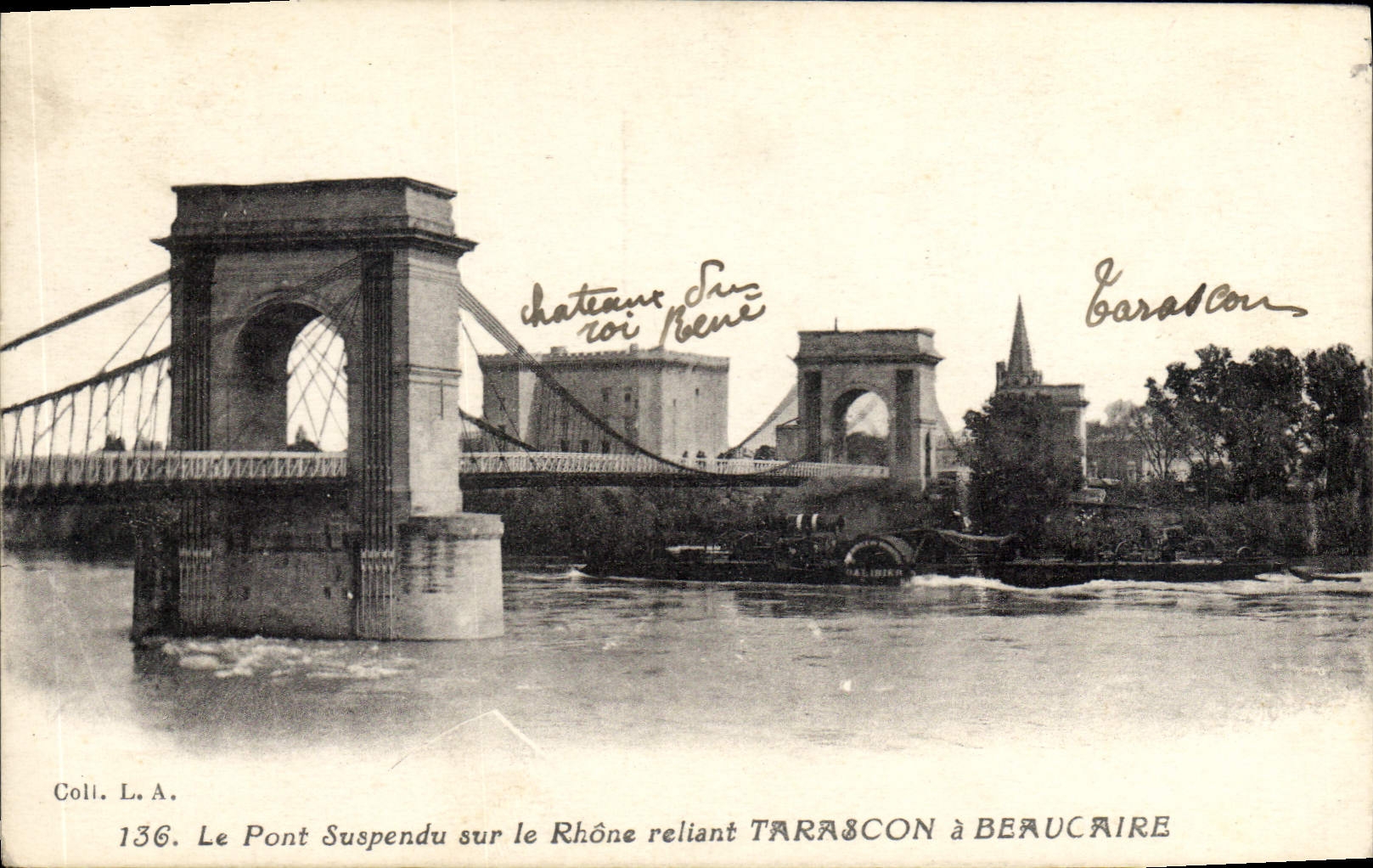 CPA Le Pont Suspendu sur le Rhone reliant Tarascon a Beaucaire