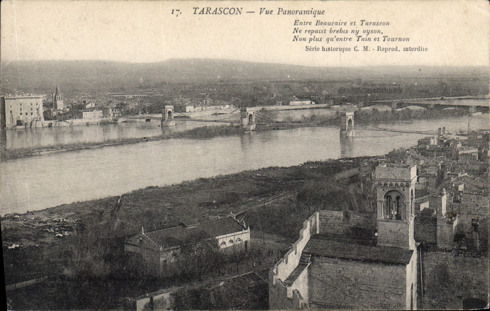 CPA Tarascon Vue Panoramique Entre Beaucaire et Tarascon 