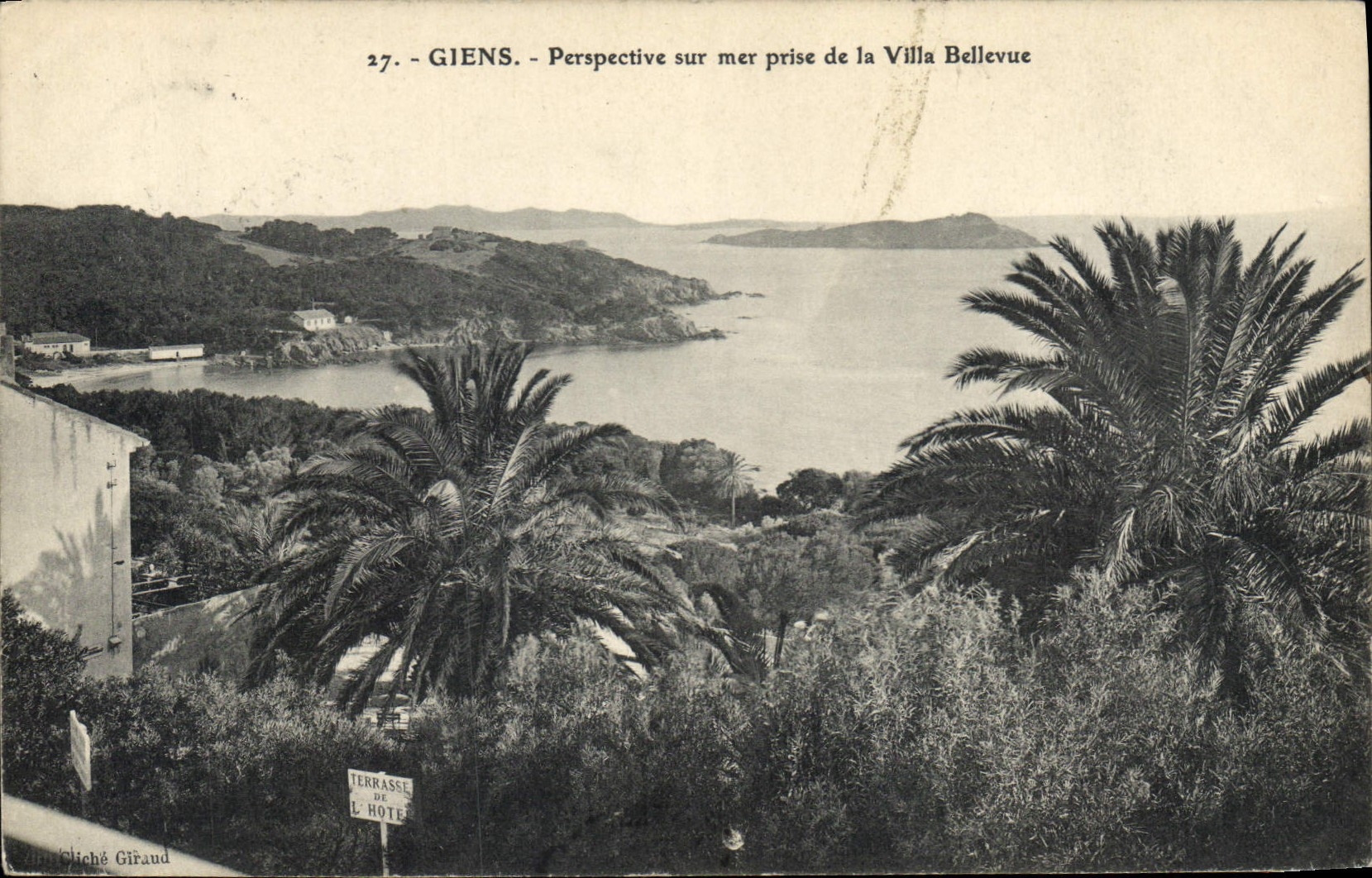 CPA Giens Perspective sur mer prise de la Villa Bellevue 