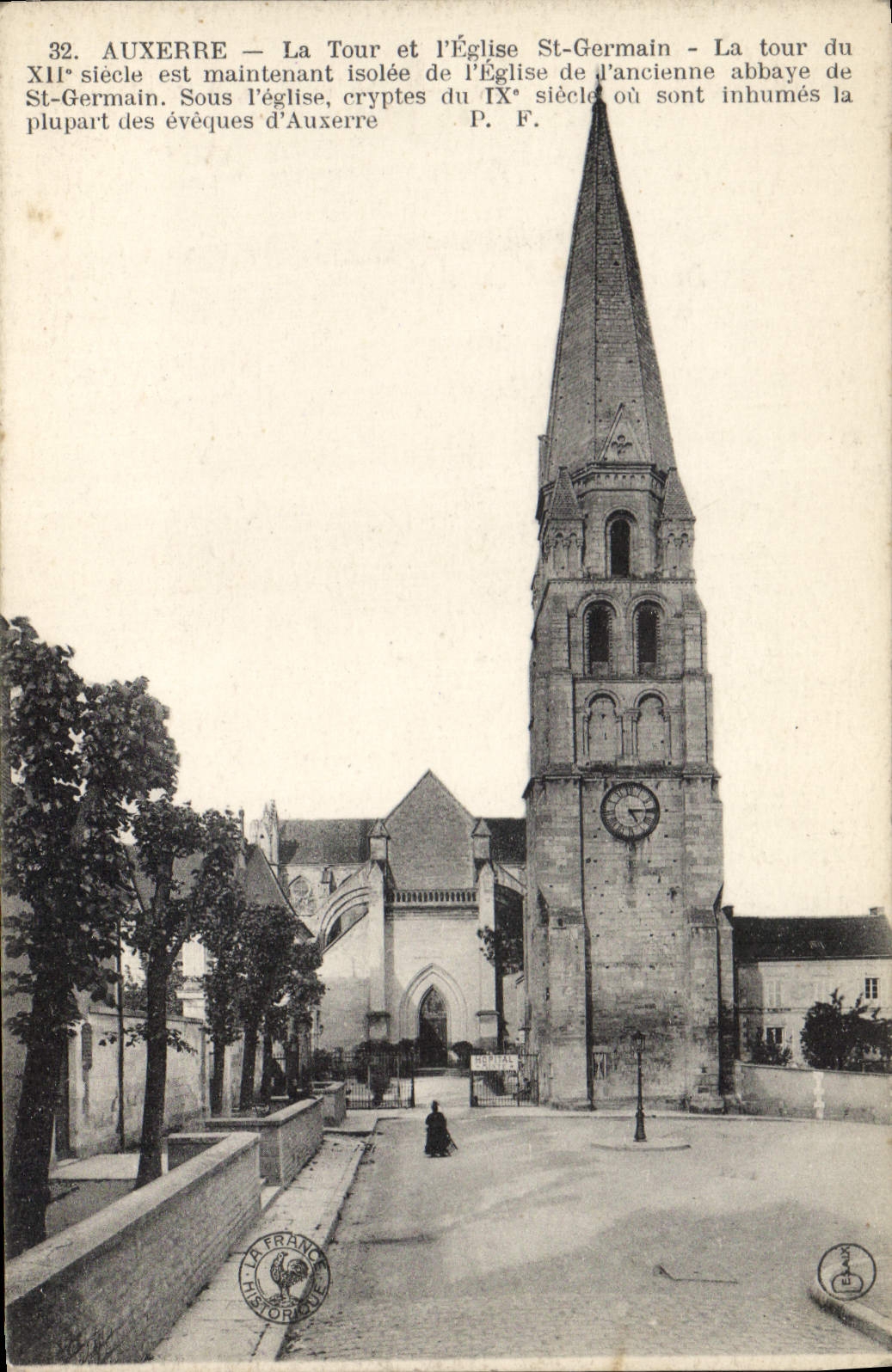 CPA Auxerre La Tour et l'eglise St Germain la tour du XII siecle
