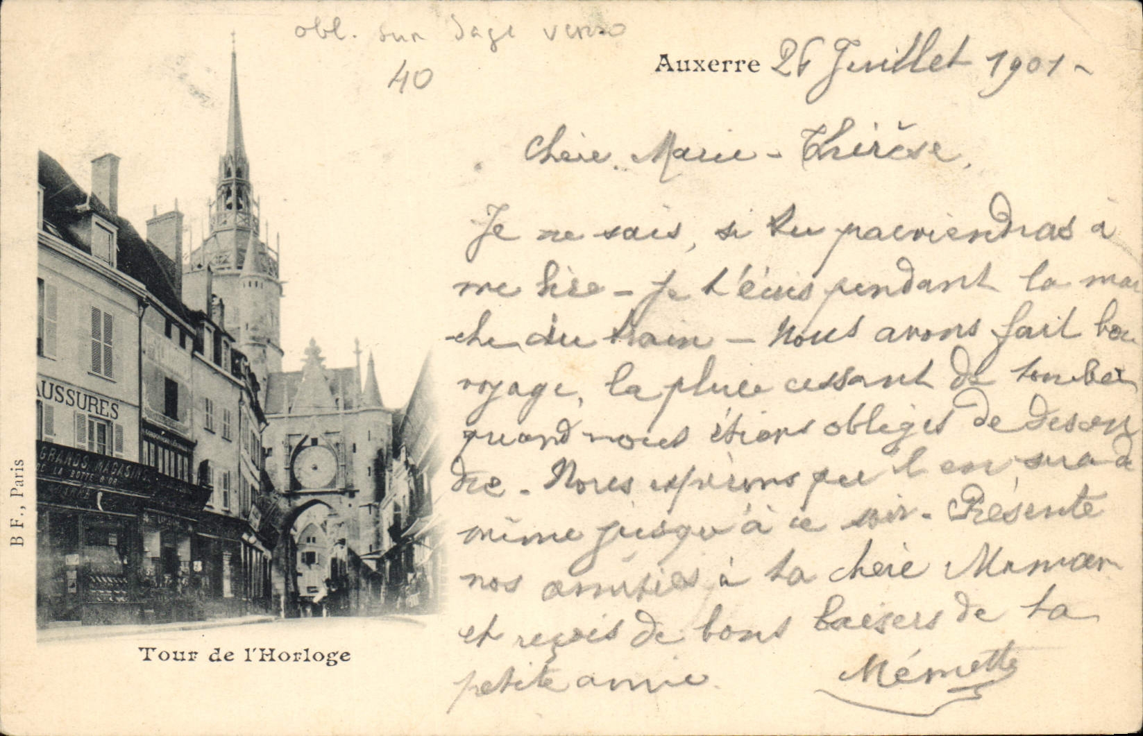 CPA Auxerre Tour de l'Horloge