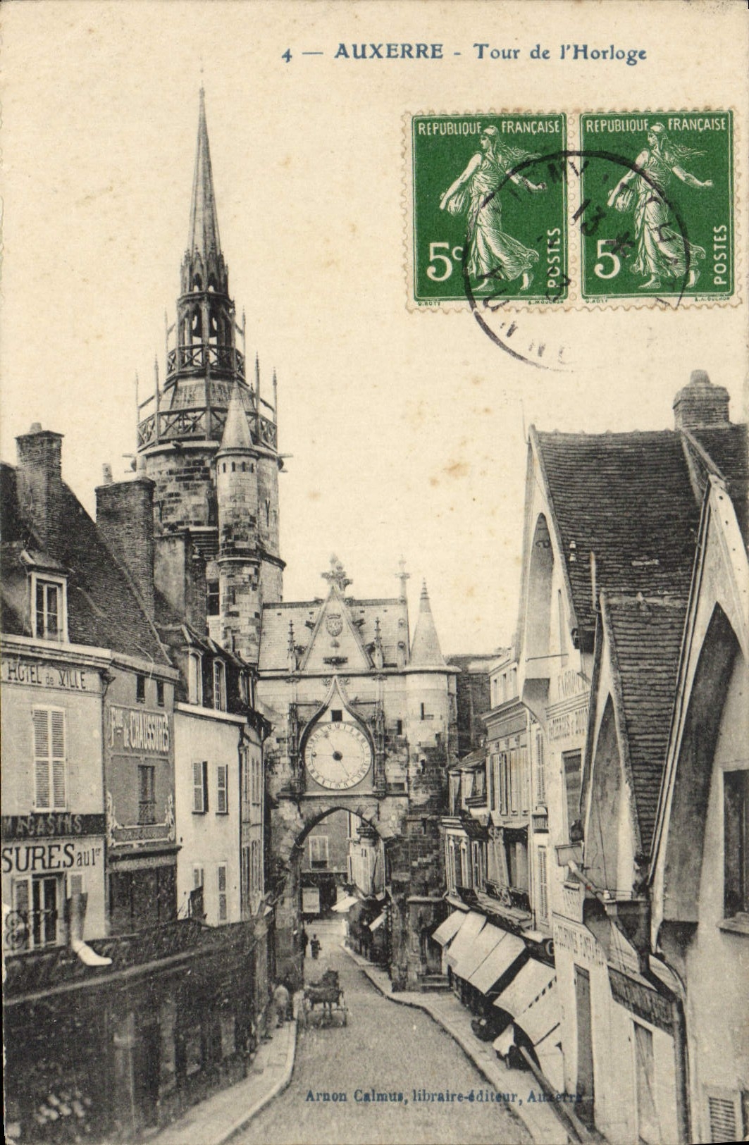 CPA Auxerre Tour de l'Horloge 