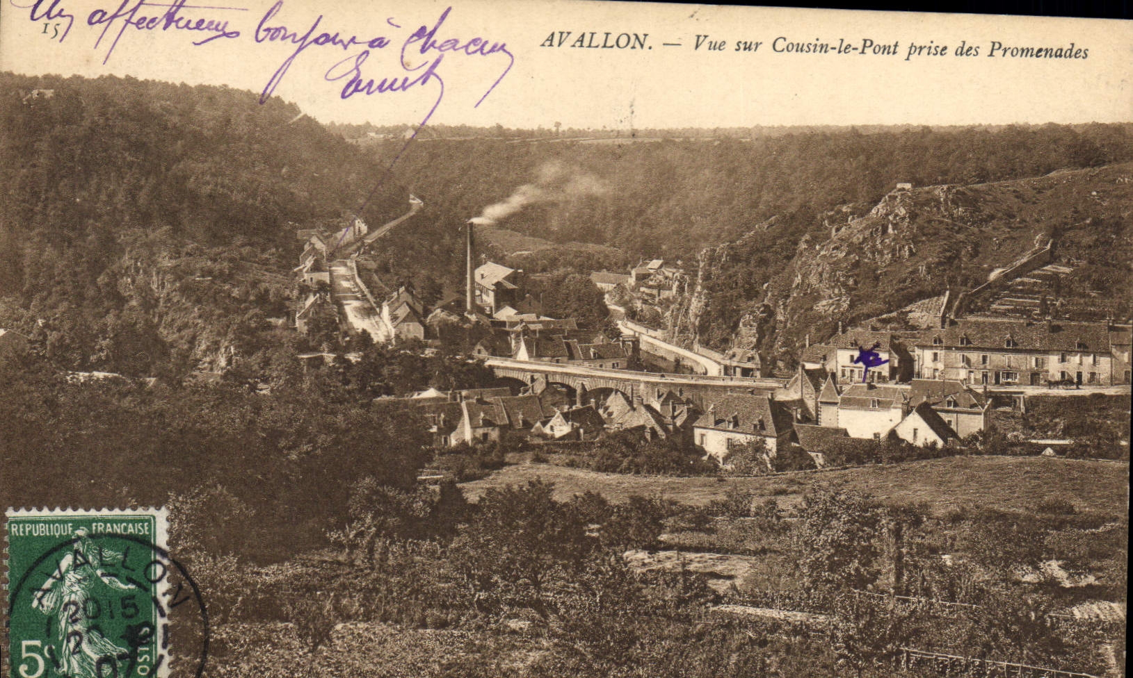 CPA Avallon Vue sur Cousin le Pont prise des Promenades 