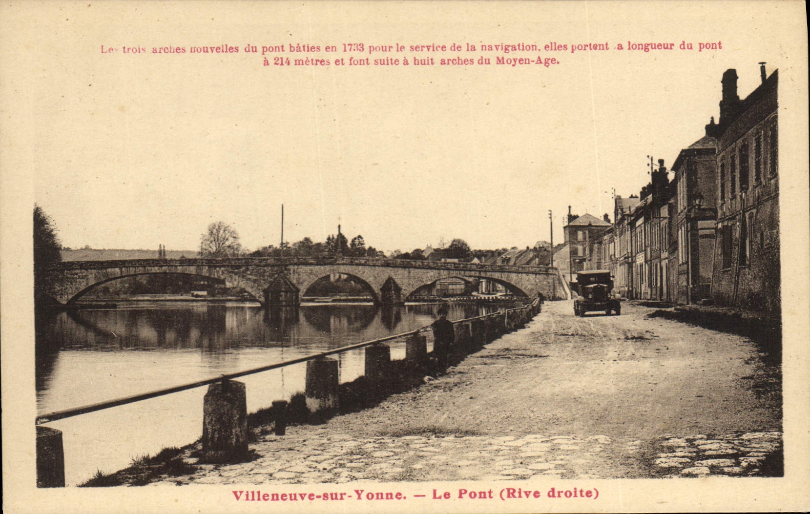 CPA Villeneuve sur Yonne Le Pont Rive droite Automobile
