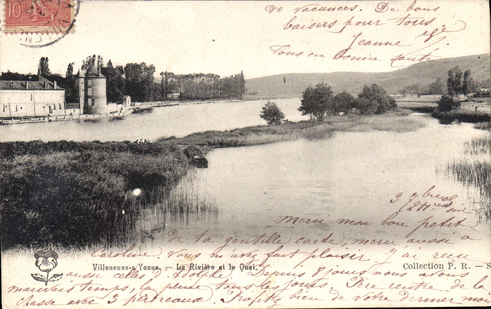 CPA Villeneuve s Yonne La Riviere et le Quai