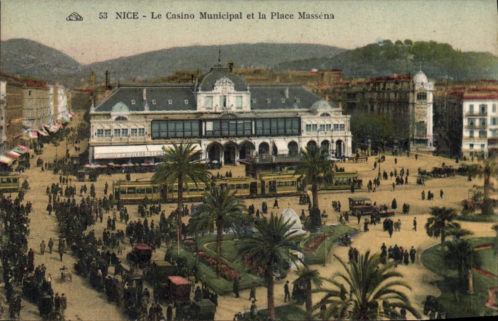 CPA Nice Le Casino Municipal et la Place Massena Tramway