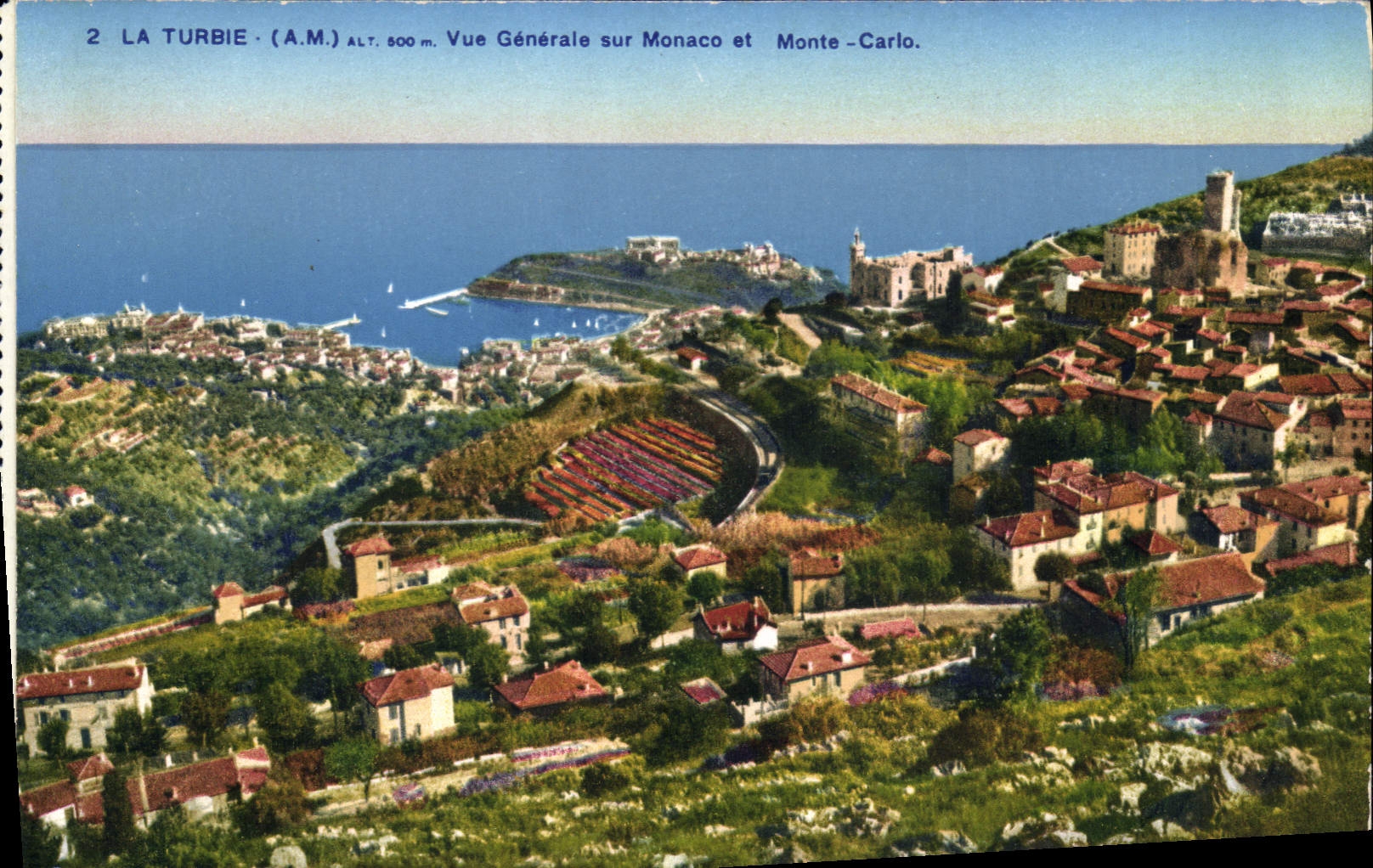 CPA La Turbie A M Vue generale sur Monaco et Monte Carlo
