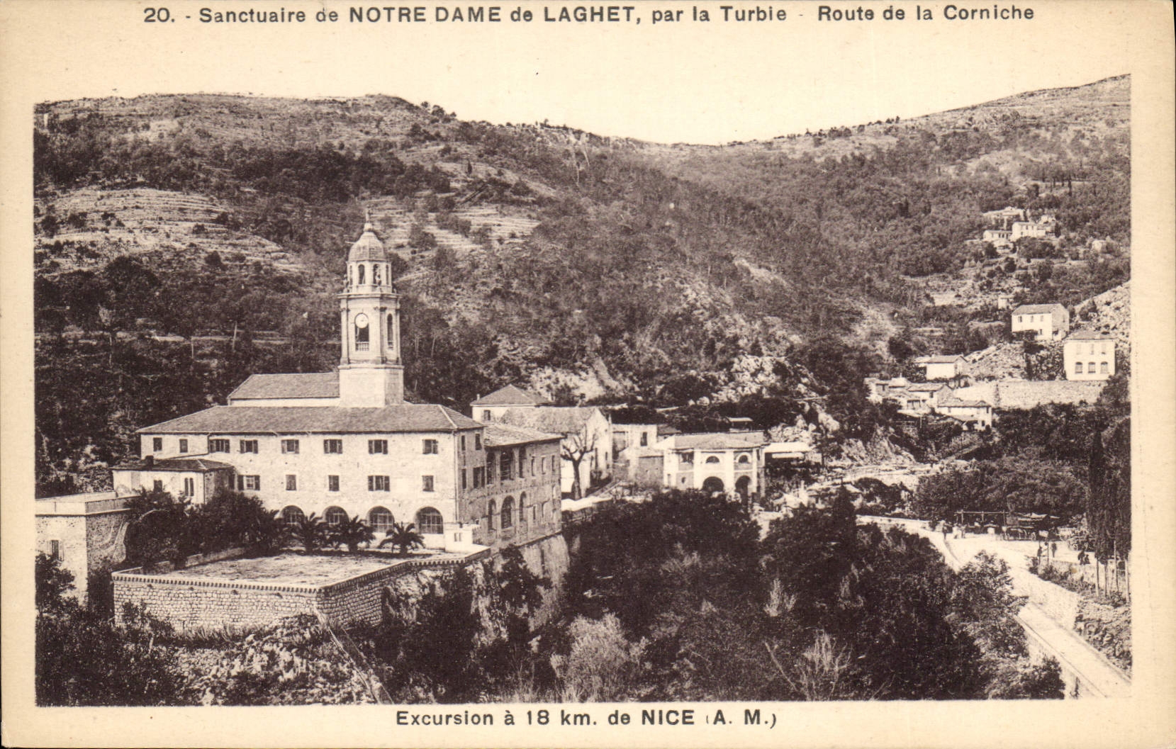 CPA Sanctuaire de Notre Dame de Laghet par la Turbie Route de la Corniche