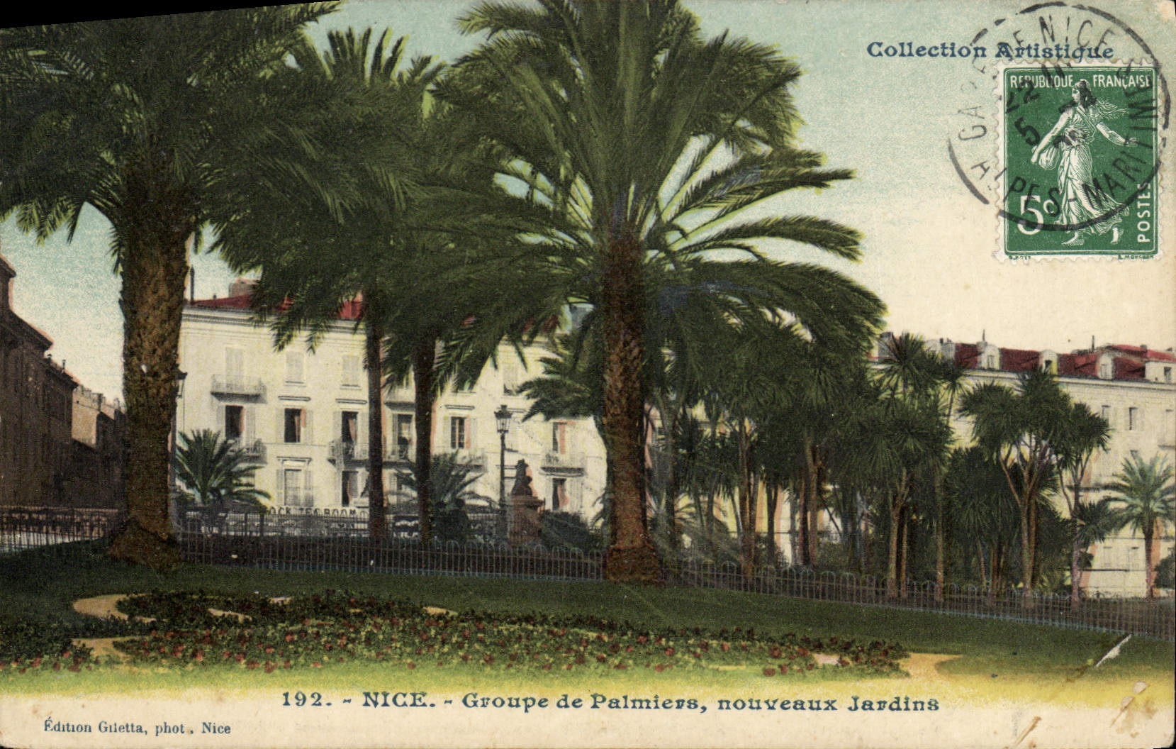 CPA Nice Groupe de Palmiers nouveaux Jardins
