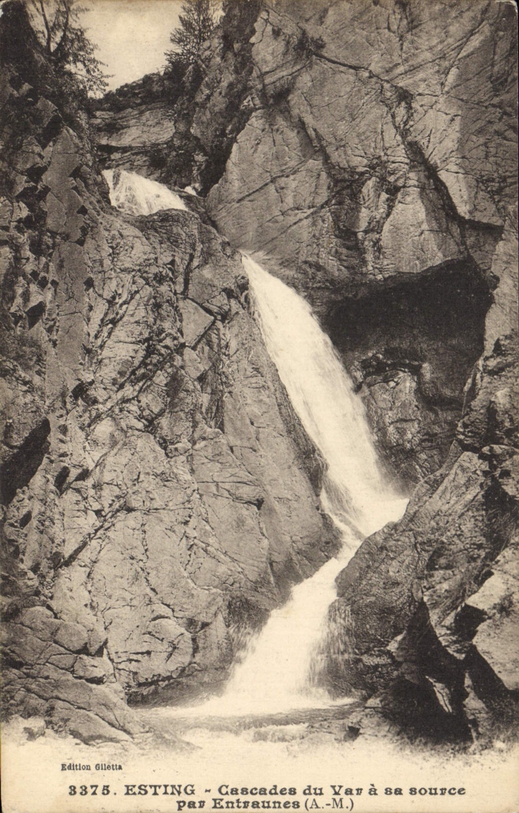 CPA Esting Cascades du Var a source par Entraunes A M