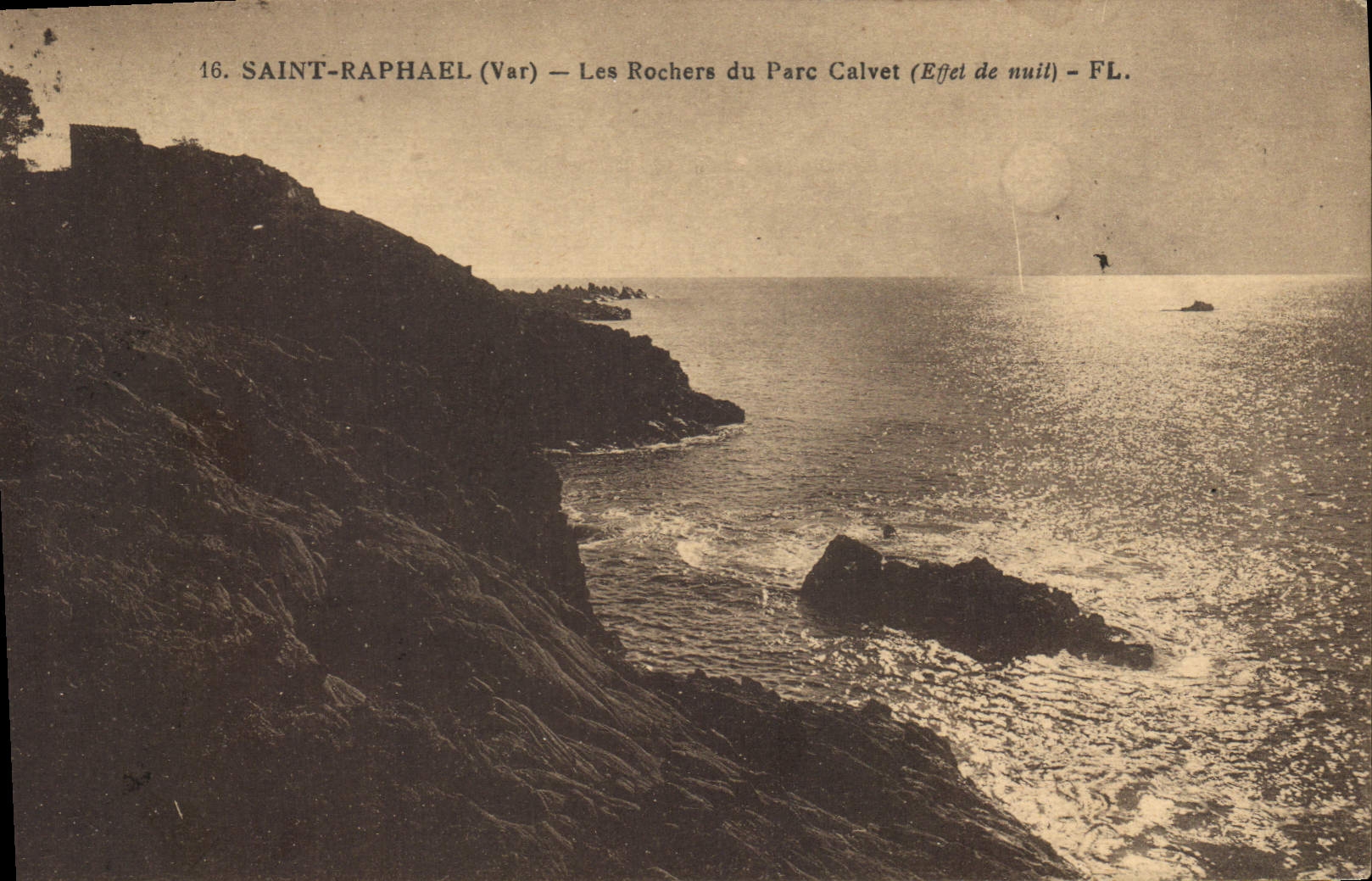 CPA Saint Raphael Var Les Rochers du Parc Calvet Effet de nuit 