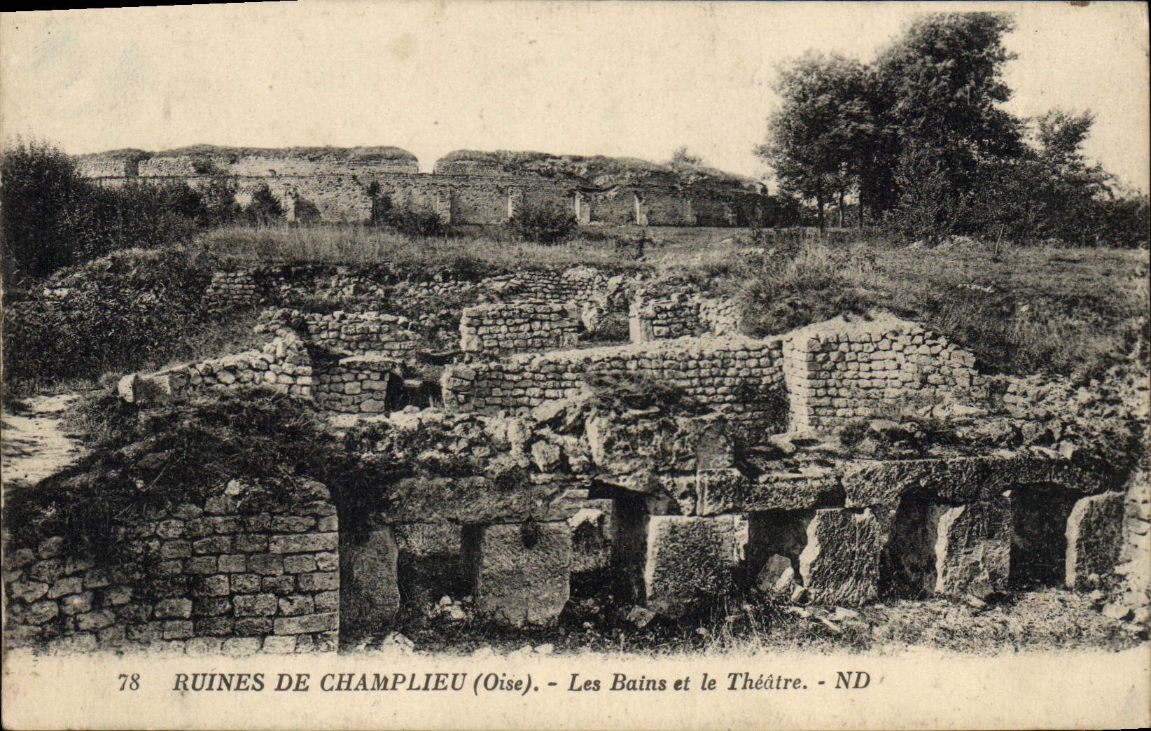 CPA Ruines de Champlieu Oise Les Bains et le Theatre