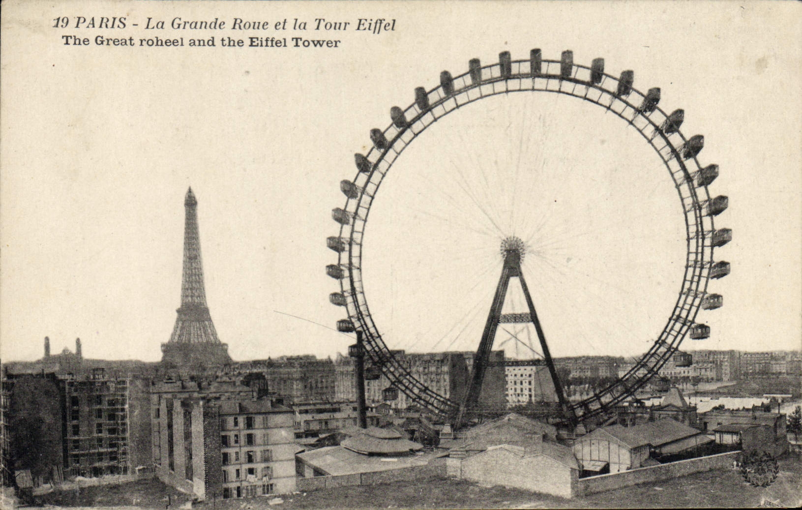 CPA Paris La Grande Roue et la Tour Eiffel