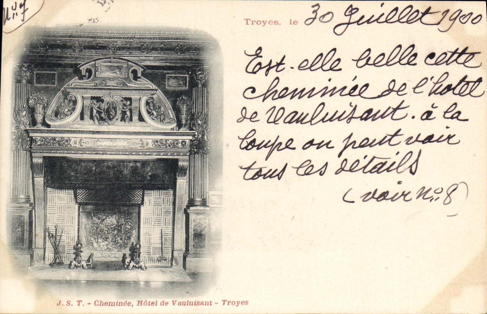 CPA Troyes Cheminee Hotel de Vauluisant 