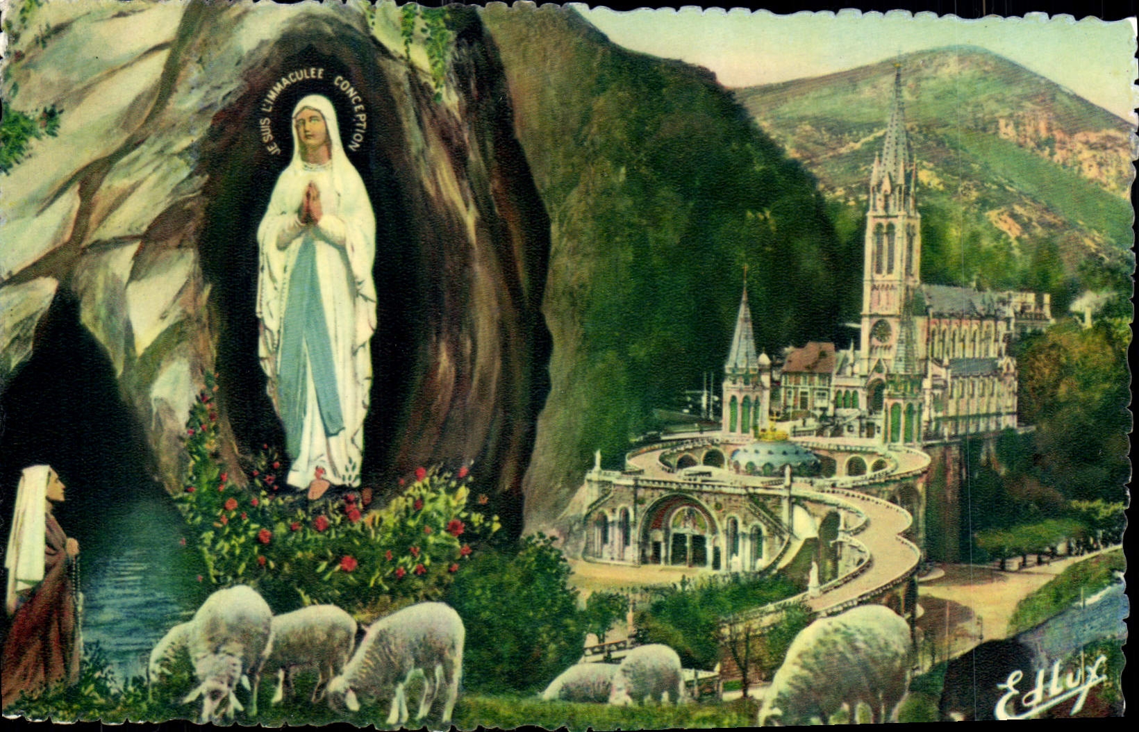 CPA Lourdes La Basilique et l'Apparition 