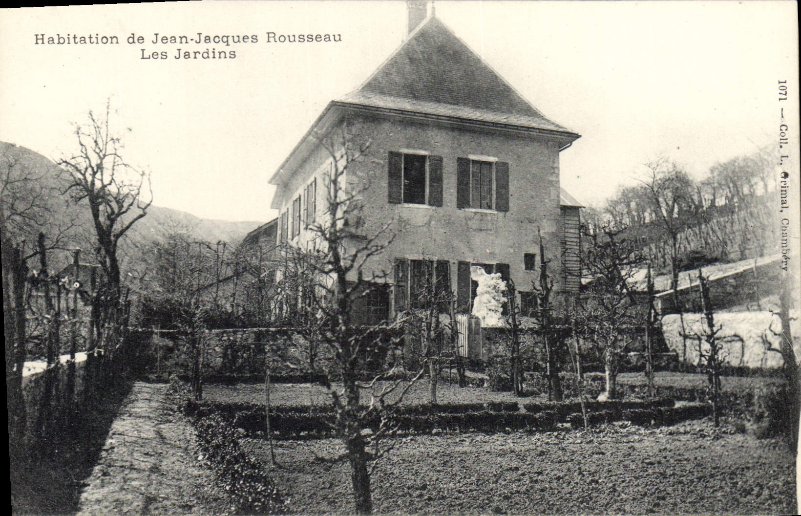 CPA Habitation de Jean Jacques Rousseau Les Jardins