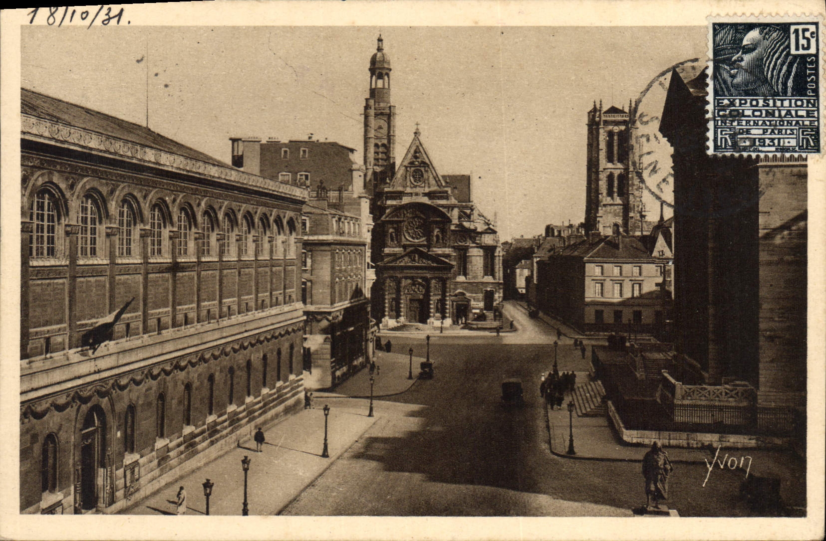CPA Paris en Flannant Bibliotheque Ste Genevieve l'Eglise St Etienne du Mont la Tour du Lycee Henri 