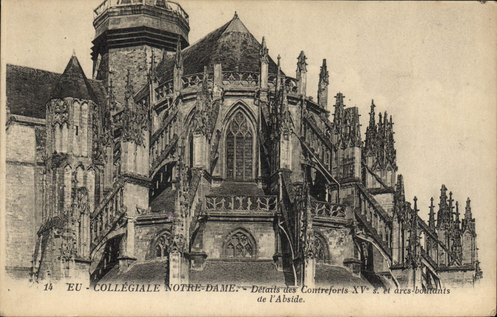 CPA Eu Collegiale Notre Dame Details des Contreforts