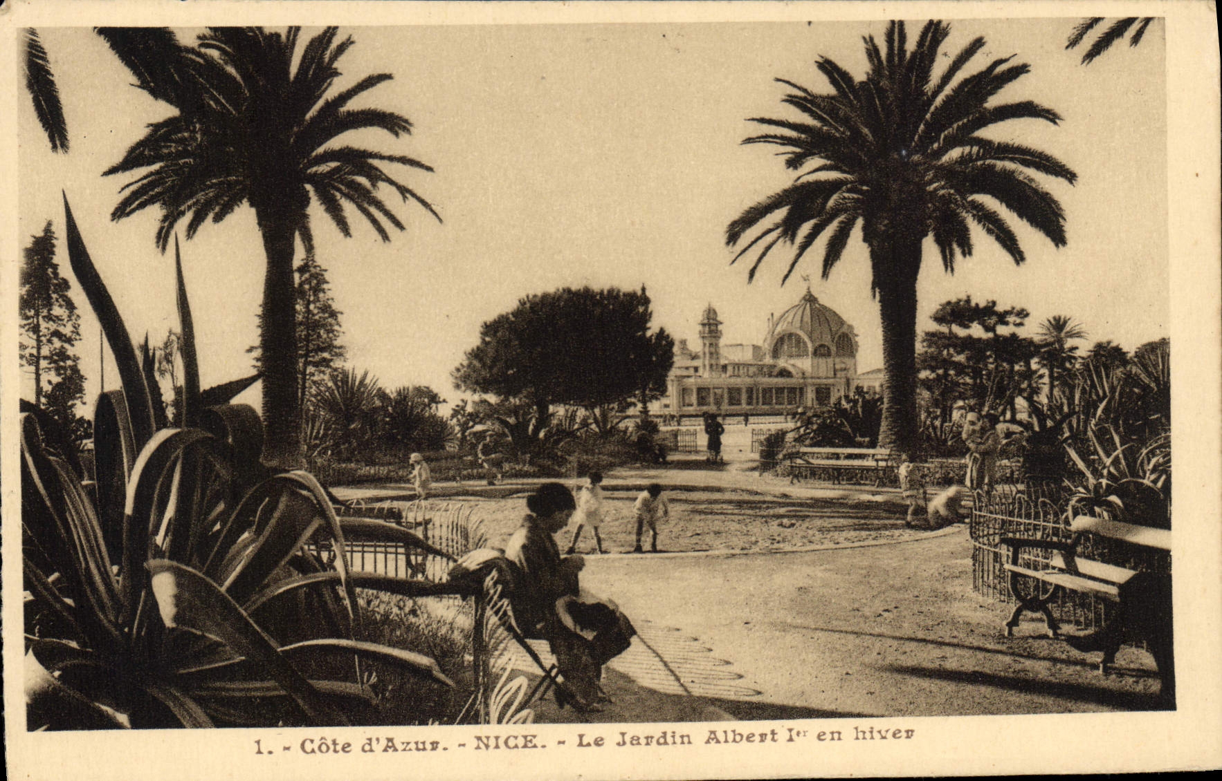 CPA Cote d'Azur Nice Le Jardin Albert en hiver