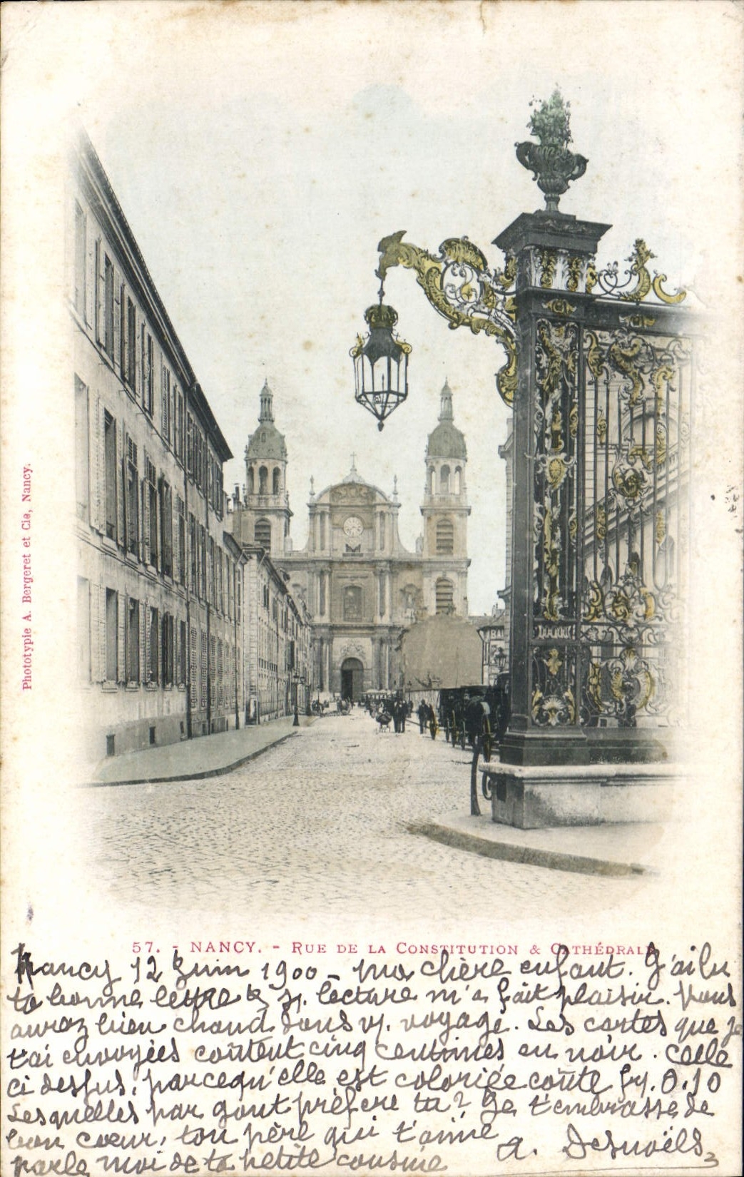 CPA Nancy Rue de la Constitution & Cathedrale Carte 1900