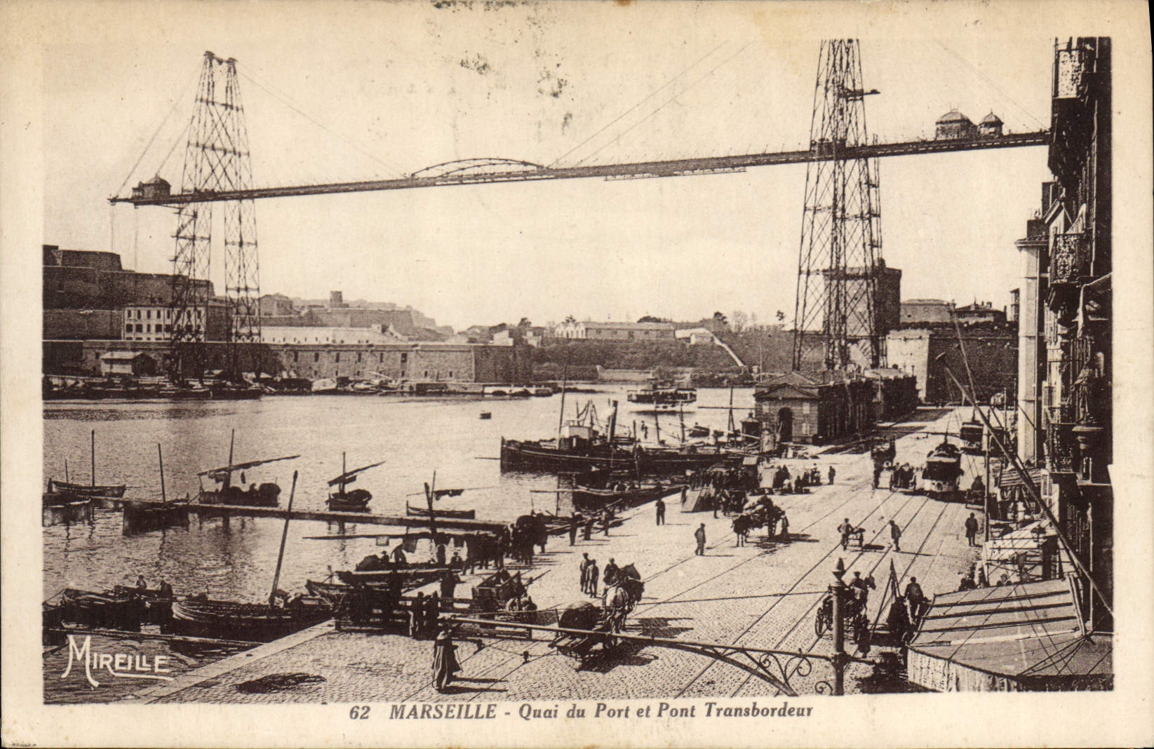 CPA Marseille Quai de Port et Pont Transbordeur