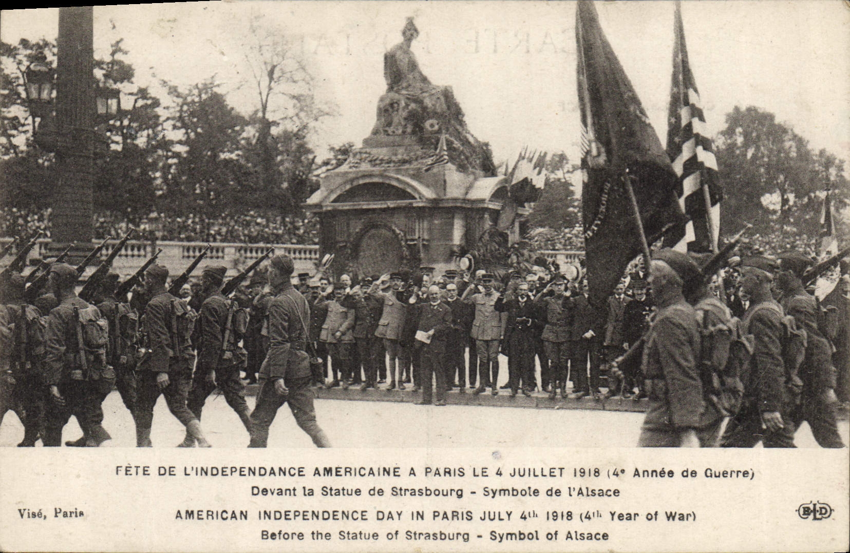 CPA Fete de l'Independance Americaine a Paris le 4 Juillet 1918 