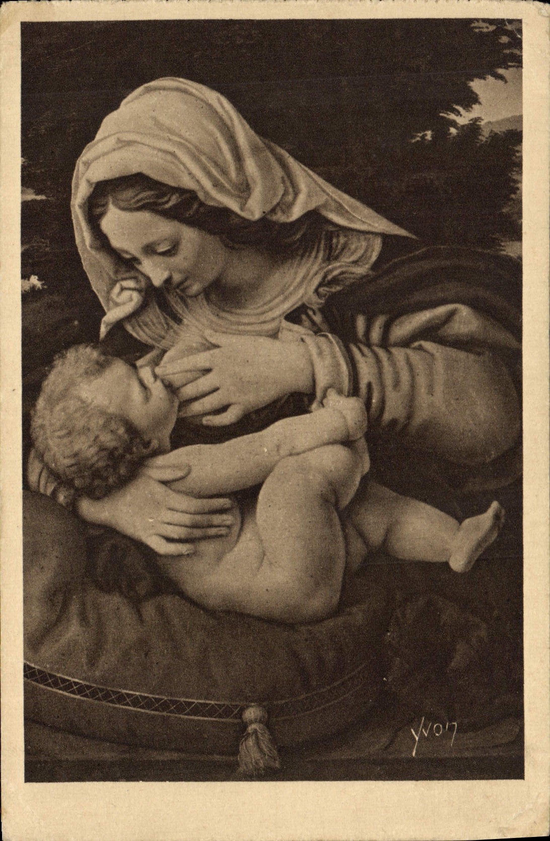 CPA Musee du Louvre Solario La Vierge au cousin vert 