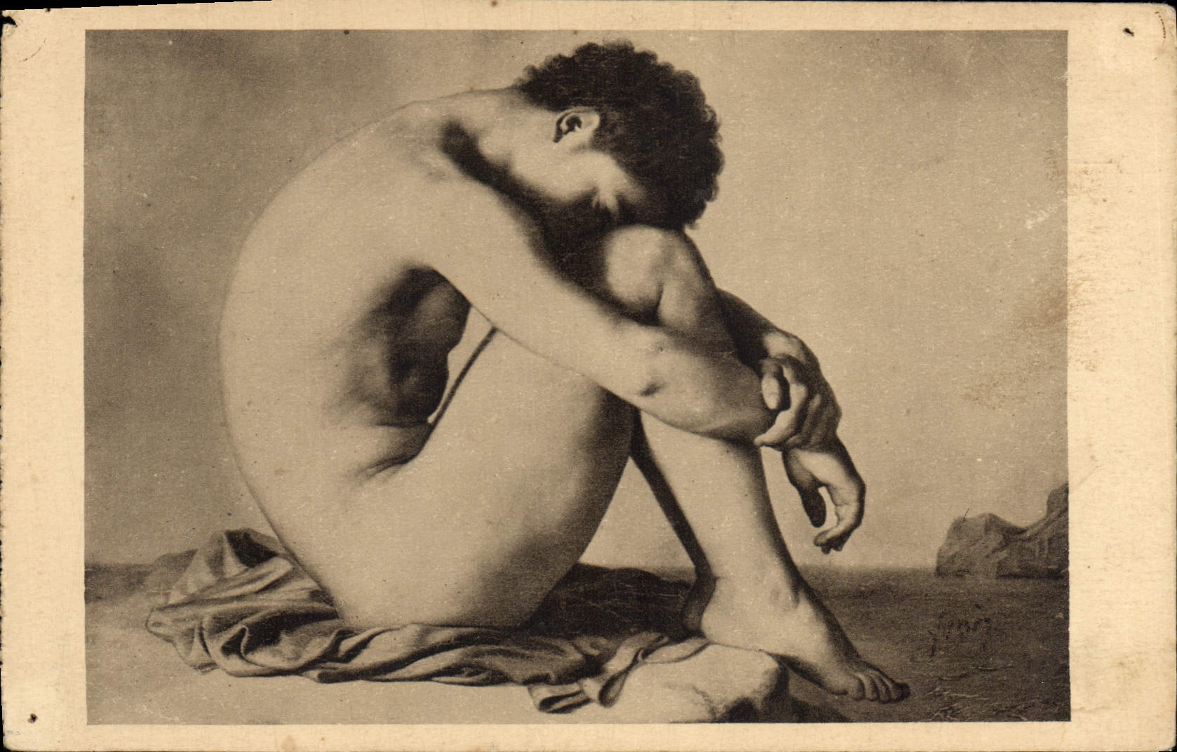 CPA Musee du Louvre Flandrin Etude d'Homme 